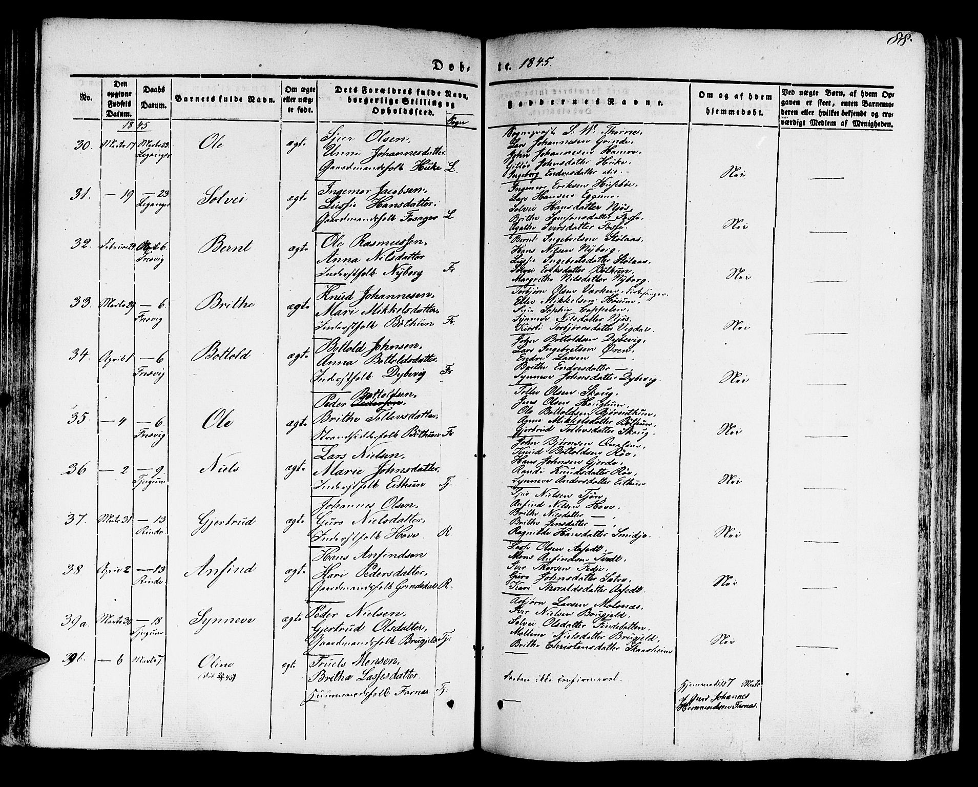 Leikanger sokneprestembete, AV/SAB-A-81001/H/Haa/Haaa/L0007: Parish register (official) no. A 7, 1838-1851, p. 88