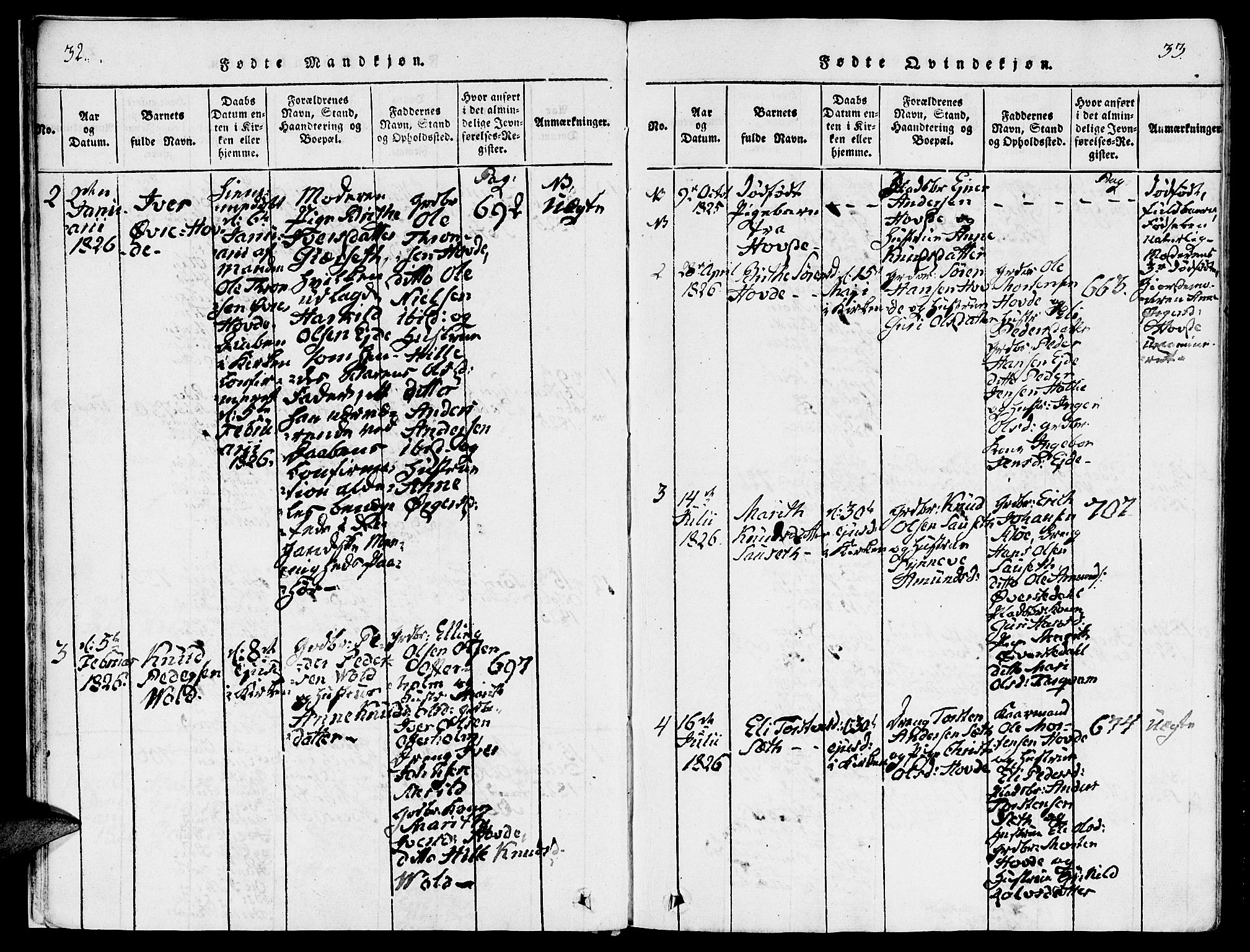 Ministerialprotokoller, klokkerbøker og fødselsregistre - Møre og Romsdal, AV/SAT-A-1454/543/L0561: Parish register (official) no. 543A01, 1818-1853, p. 32-33