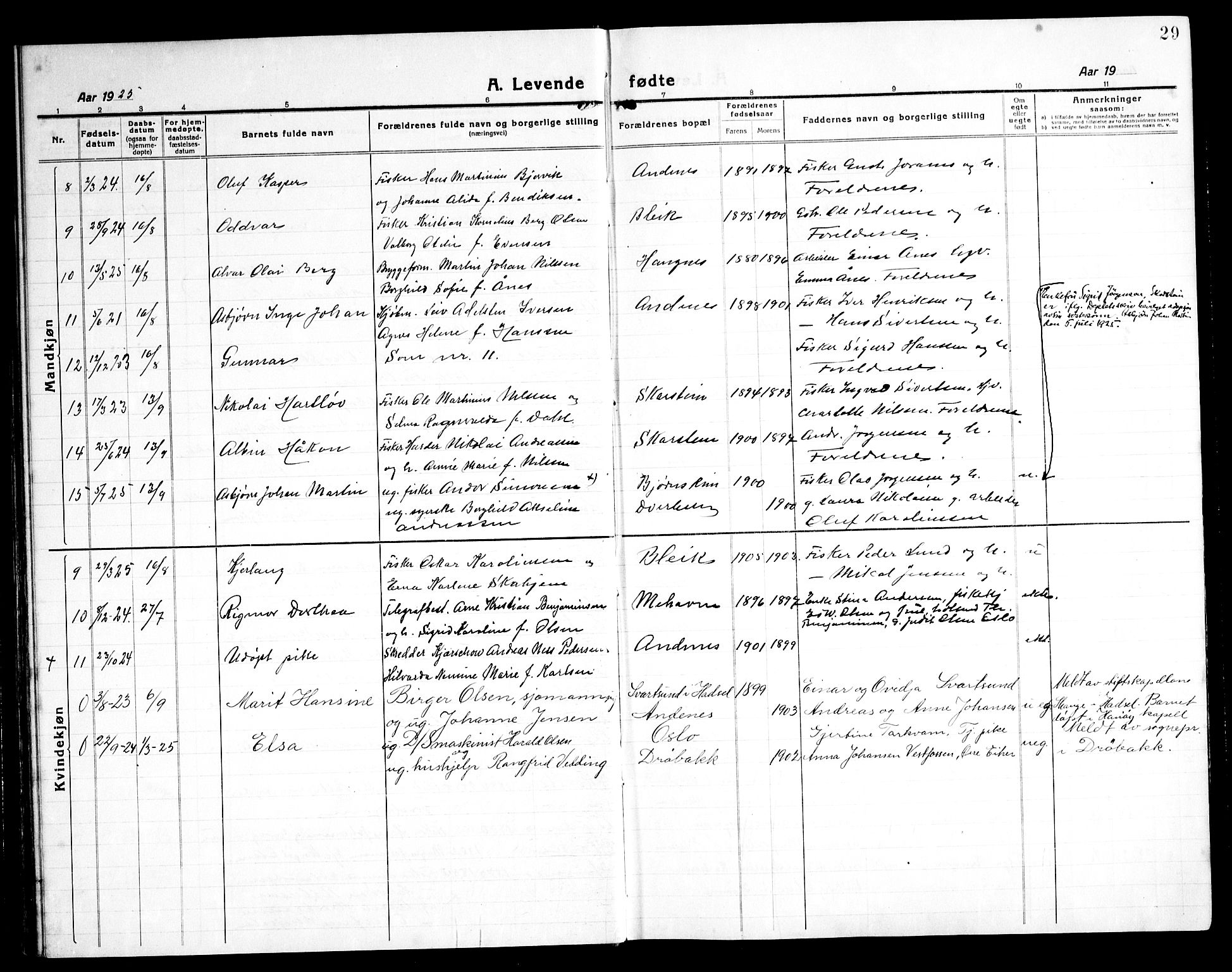 Ministerialprotokoller, klokkerbøker og fødselsregistre - Nordland, SAT/A-1459/899/L1450: Parish register (copy) no. 899C05, 1918-1945, p. 29