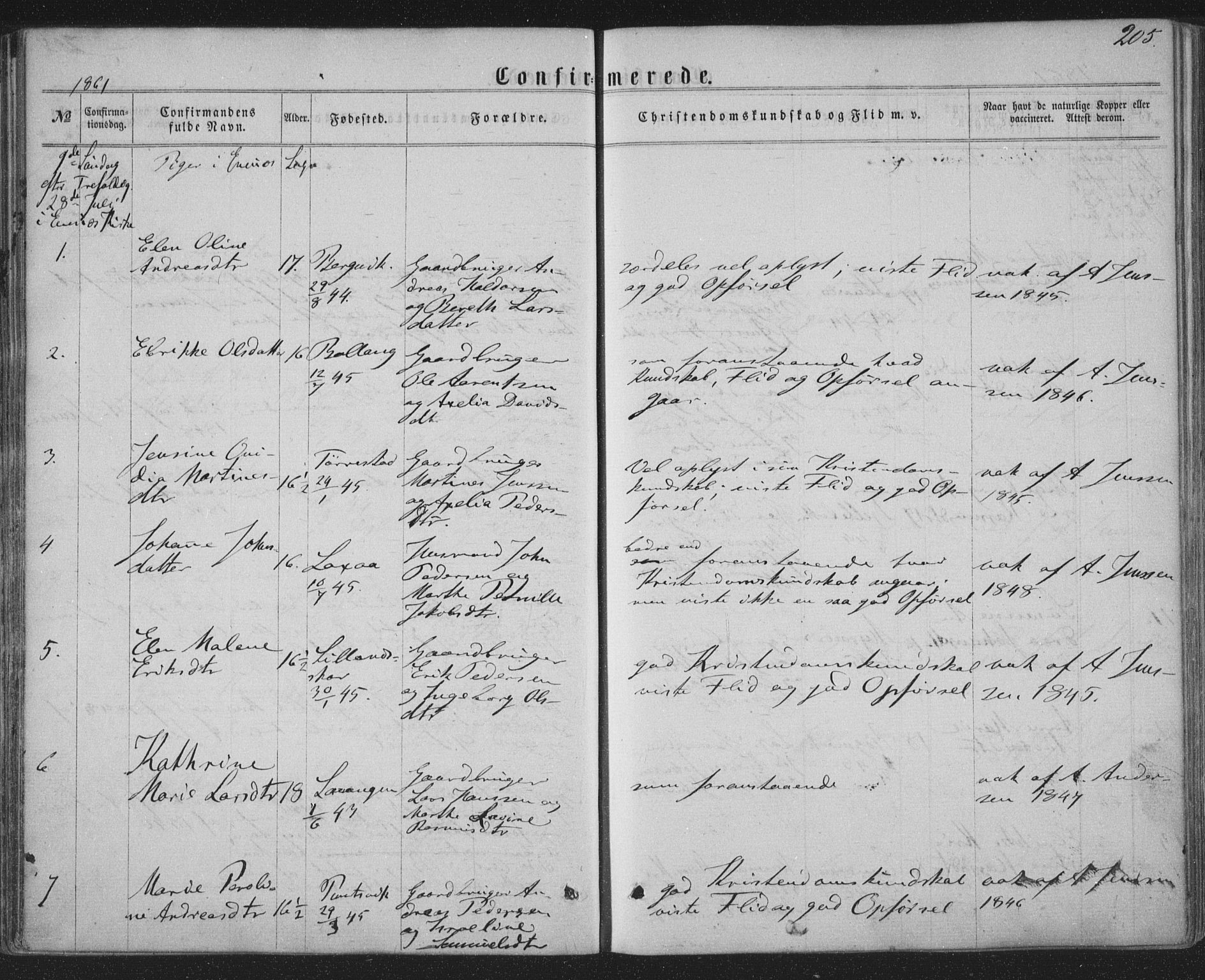 Ministerialprotokoller, klokkerbøker og fødselsregistre - Nordland, AV/SAT-A-1459/863/L0896: Parish register (official) no. 863A08, 1861-1871, p. 205