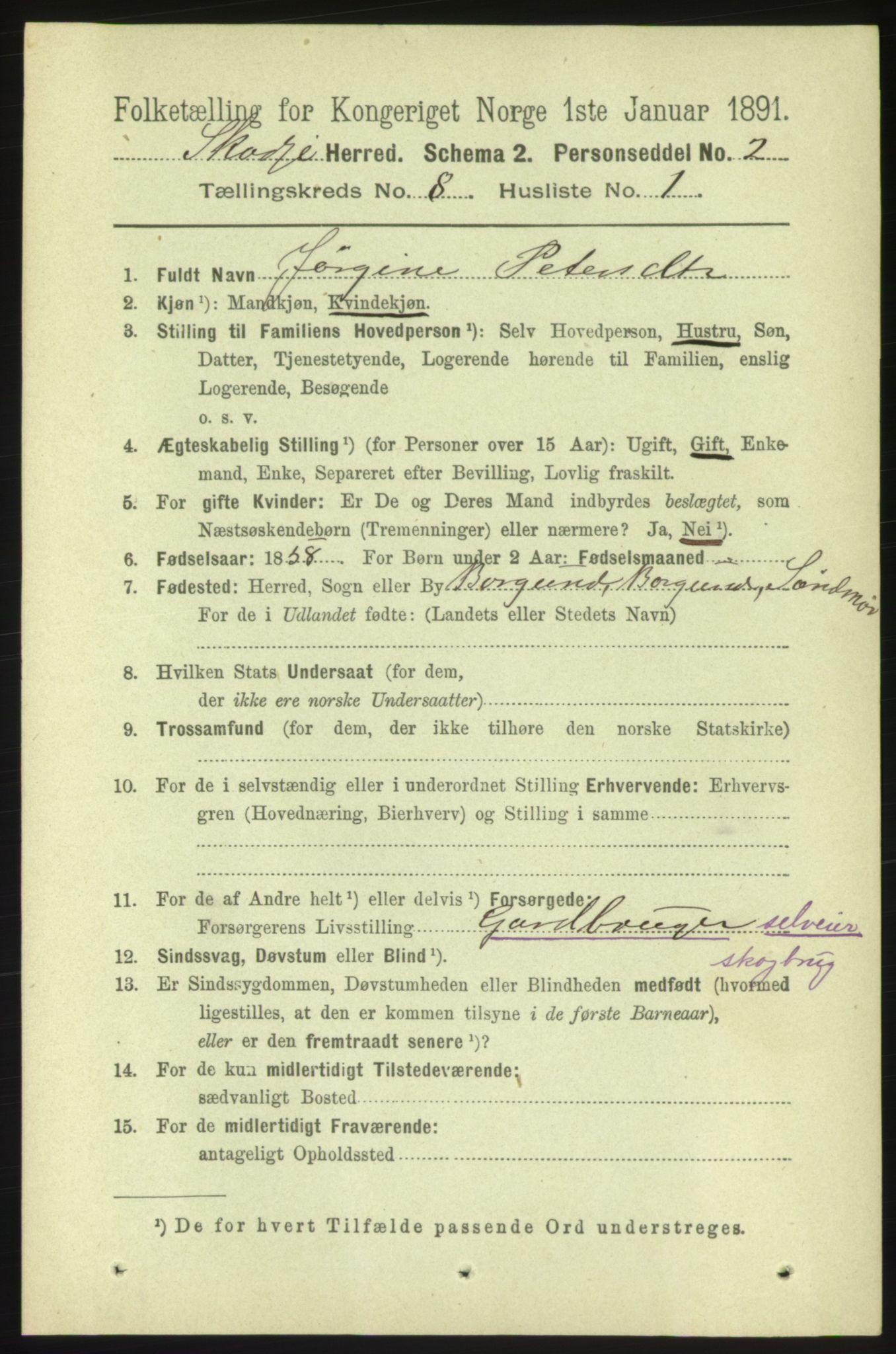 RA, 1891 census for 1529 Skodje, 1891, p. 1695