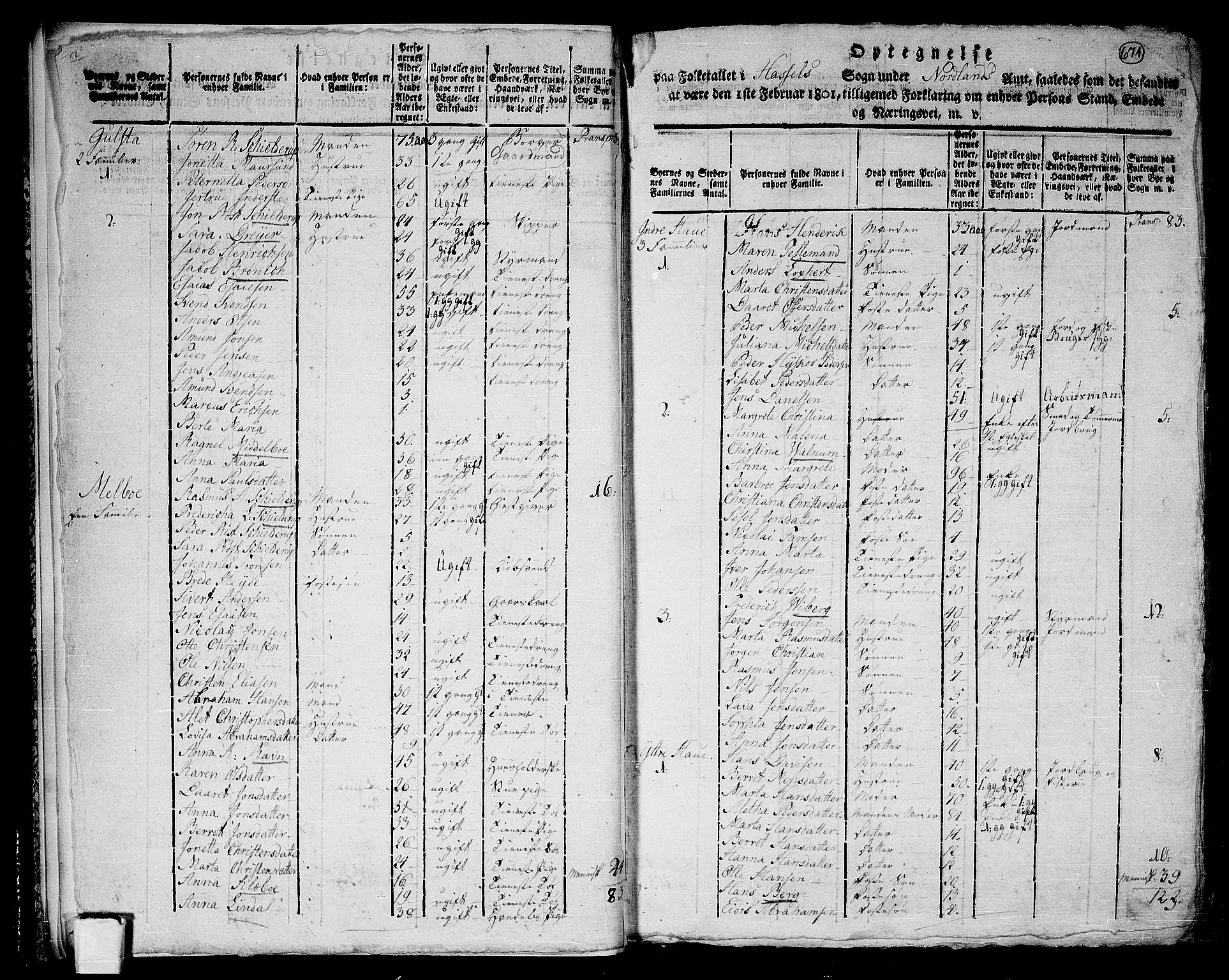 RA, 1801 census for 1866P Hadsel, 1801, p. 670b-671a