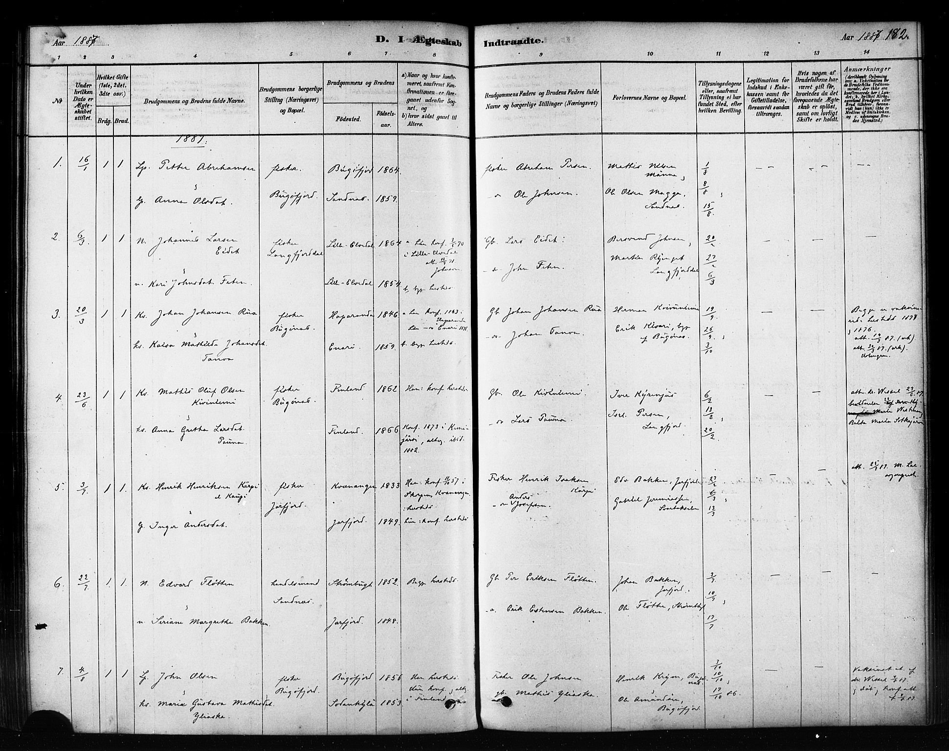 Sør-Varanger sokneprestkontor, SATØ/S-1331/H/Ha/L0003kirke: Parish register (official) no. 3, 1878-1891, p. 182