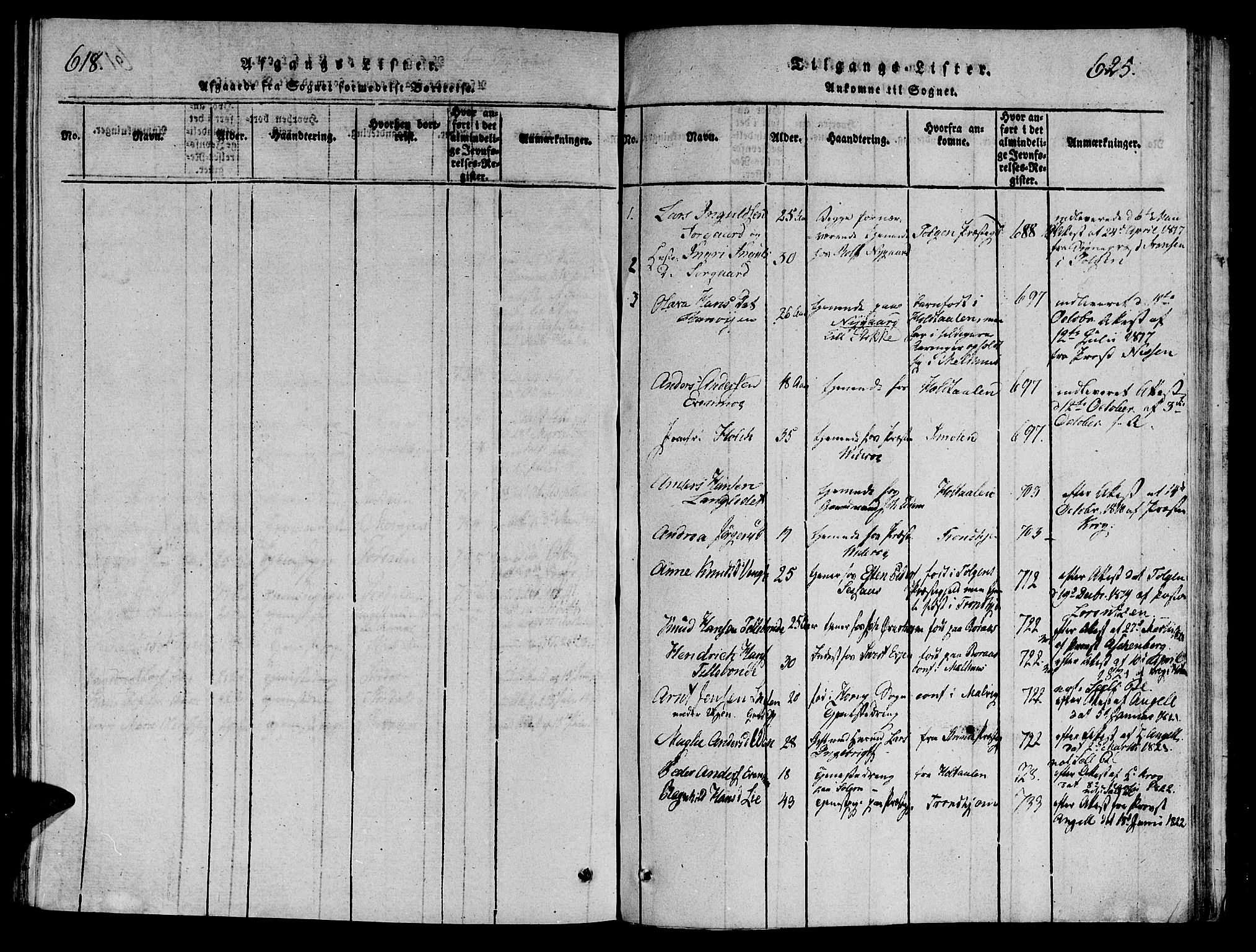 Ministerialprotokoller, klokkerbøker og fødselsregistre - Sør-Trøndelag, SAT/A-1456/695/L1141: Parish register (official) no. 695A04 /1, 1816-1824, p. 618-625