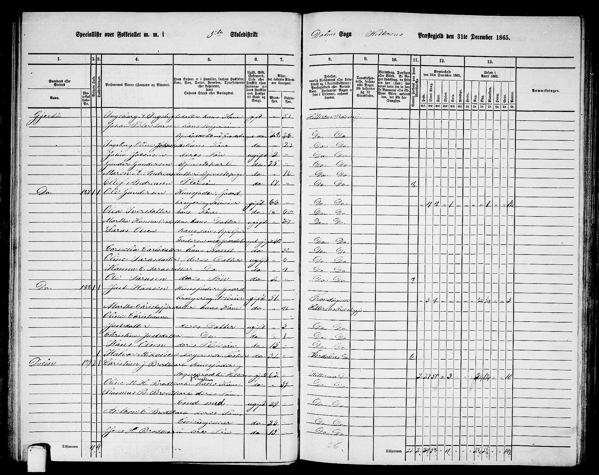 RA, 1865 census for Hitra, 1865, p. 114