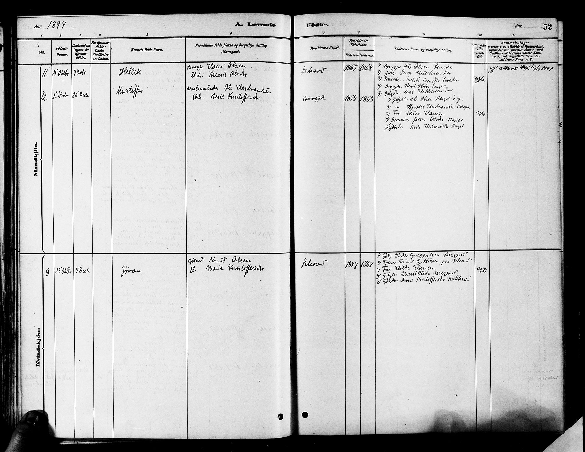 Flesberg kirkebøker, AV/SAKO-A-18/F/Fa/L0008: Parish register (official) no. I 8, 1879-1899, p. 52