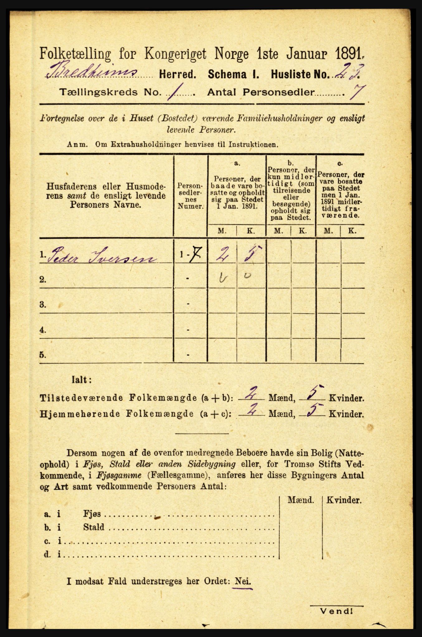 RA, 1891 census for 1446 Breim, 1891, p. 41