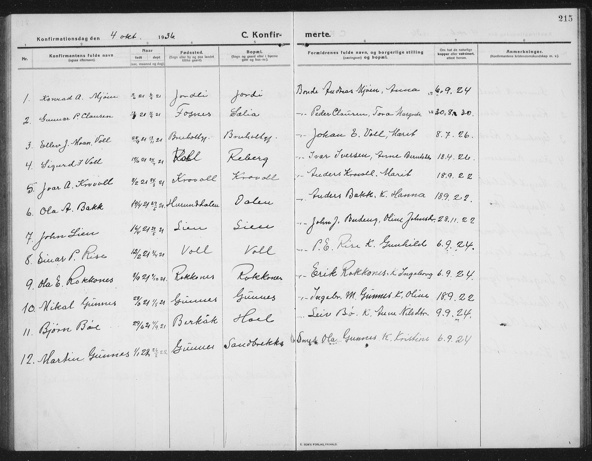 Ministerialprotokoller, klokkerbøker og fødselsregistre - Sør-Trøndelag, SAT/A-1456/674/L0877: Parish register (copy) no. 674C04, 1913-1940, p. 215