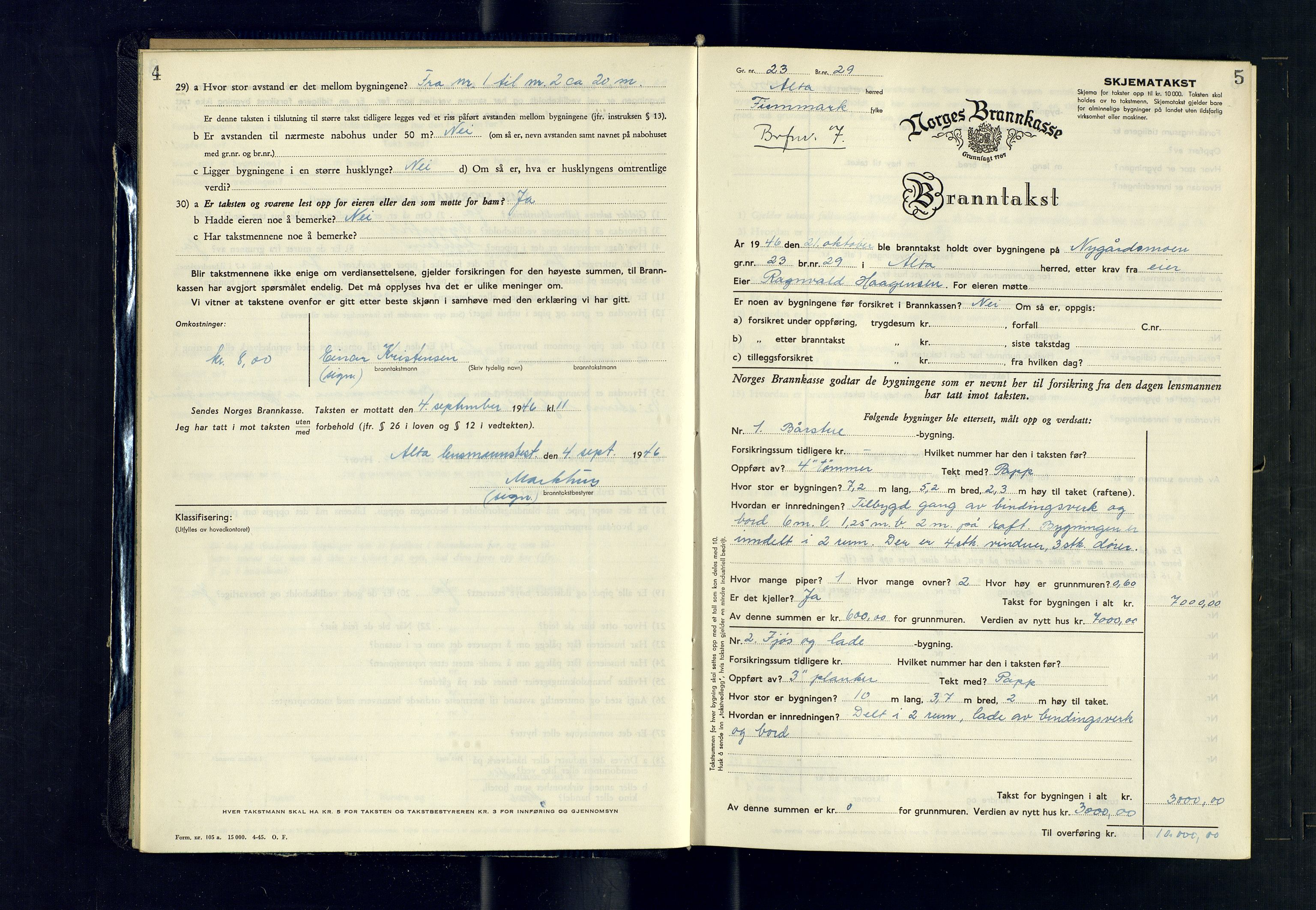 Alta lensmannskontor, AV/SATØ-S-1165/O/Ob/L0179: Branntakstprotokoll, 1946-1949, p. 4-5