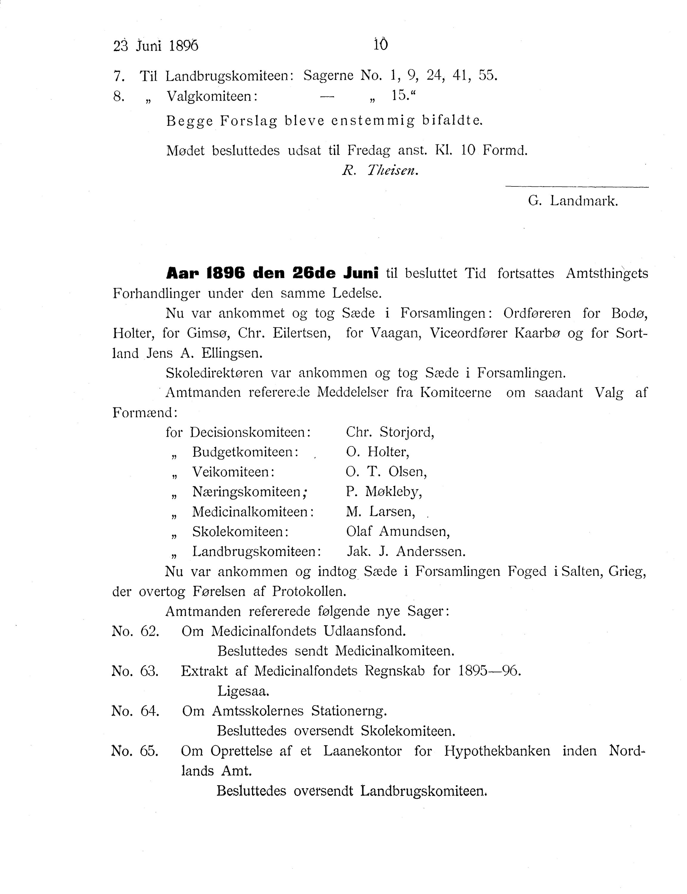 Nordland Fylkeskommune. Fylkestinget, AIN/NFK-17/176/A/Ac/L0019: Fylkestingsforhandlinger 1896, 1896, p. 10