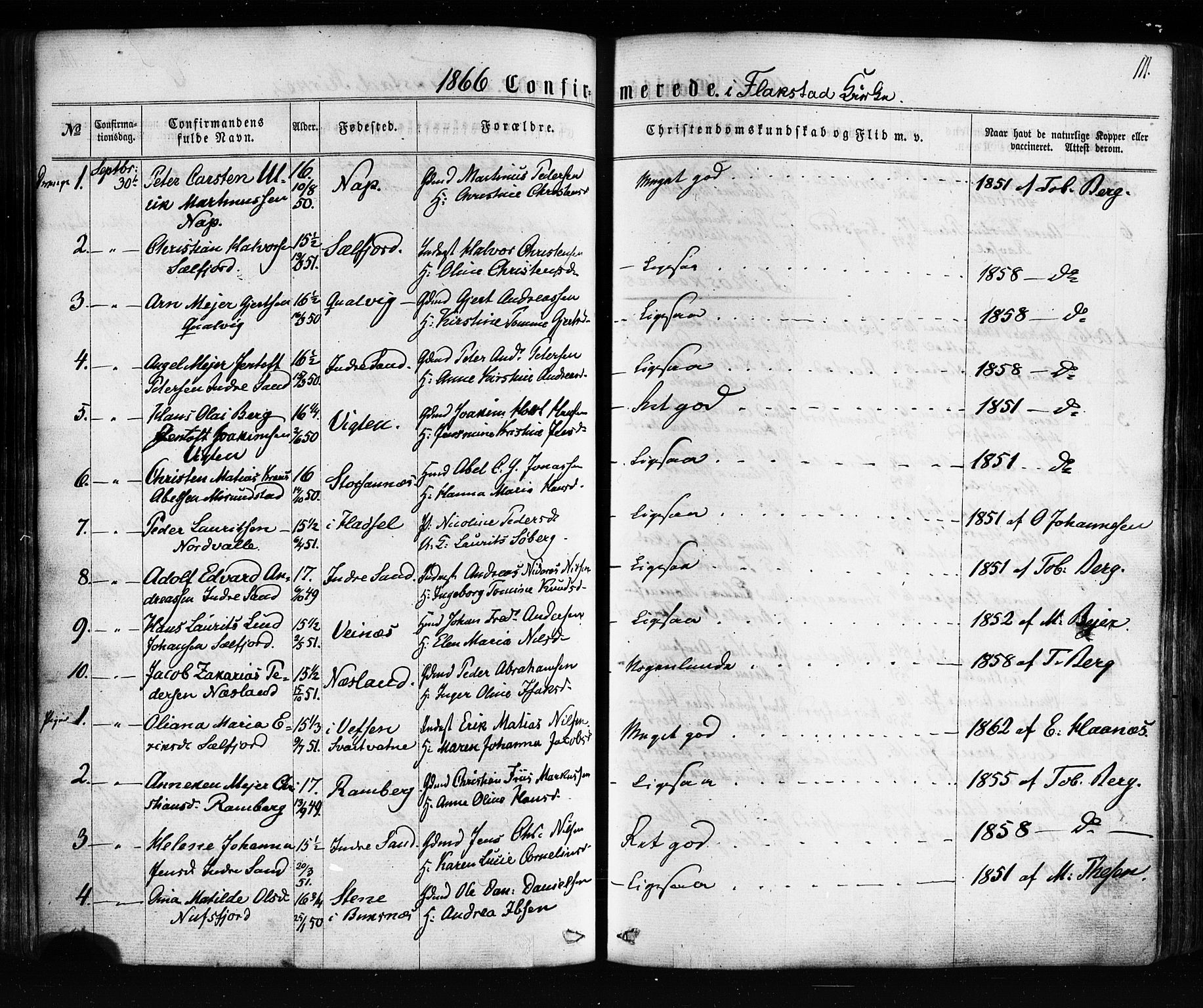 Ministerialprotokoller, klokkerbøker og fødselsregistre - Nordland, SAT/A-1459/885/L1203: Parish register (official) no. 885A04, 1859-1877, p. 111