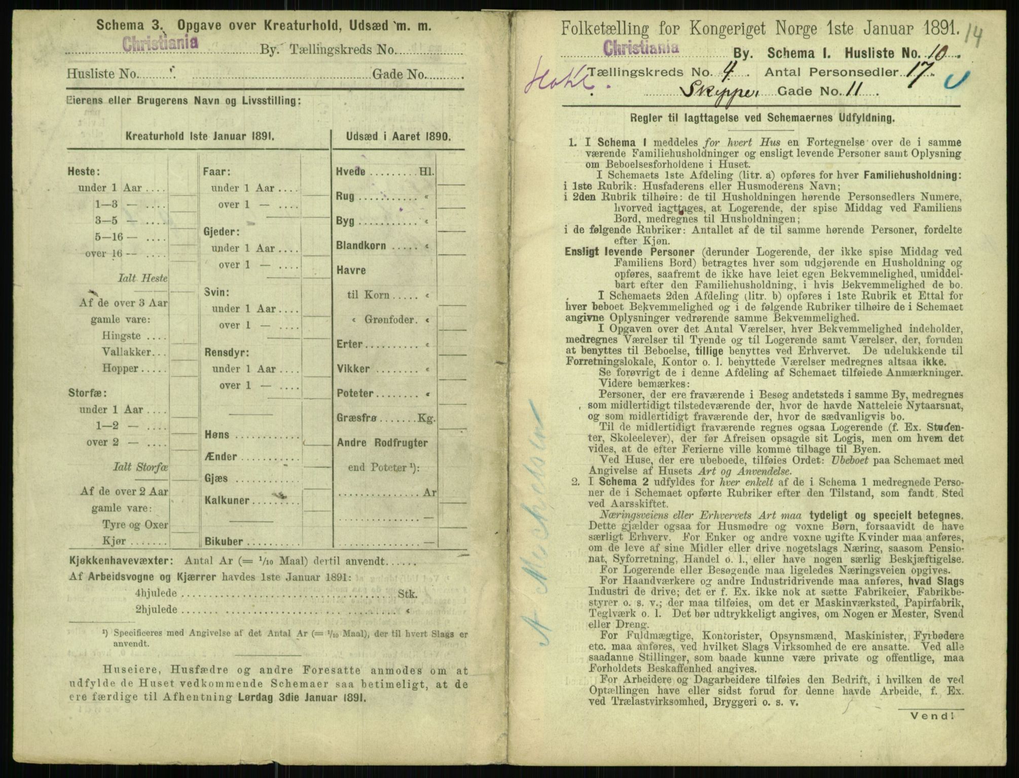 RA, 1891 census for 0301 Kristiania, 1891, p. 2076