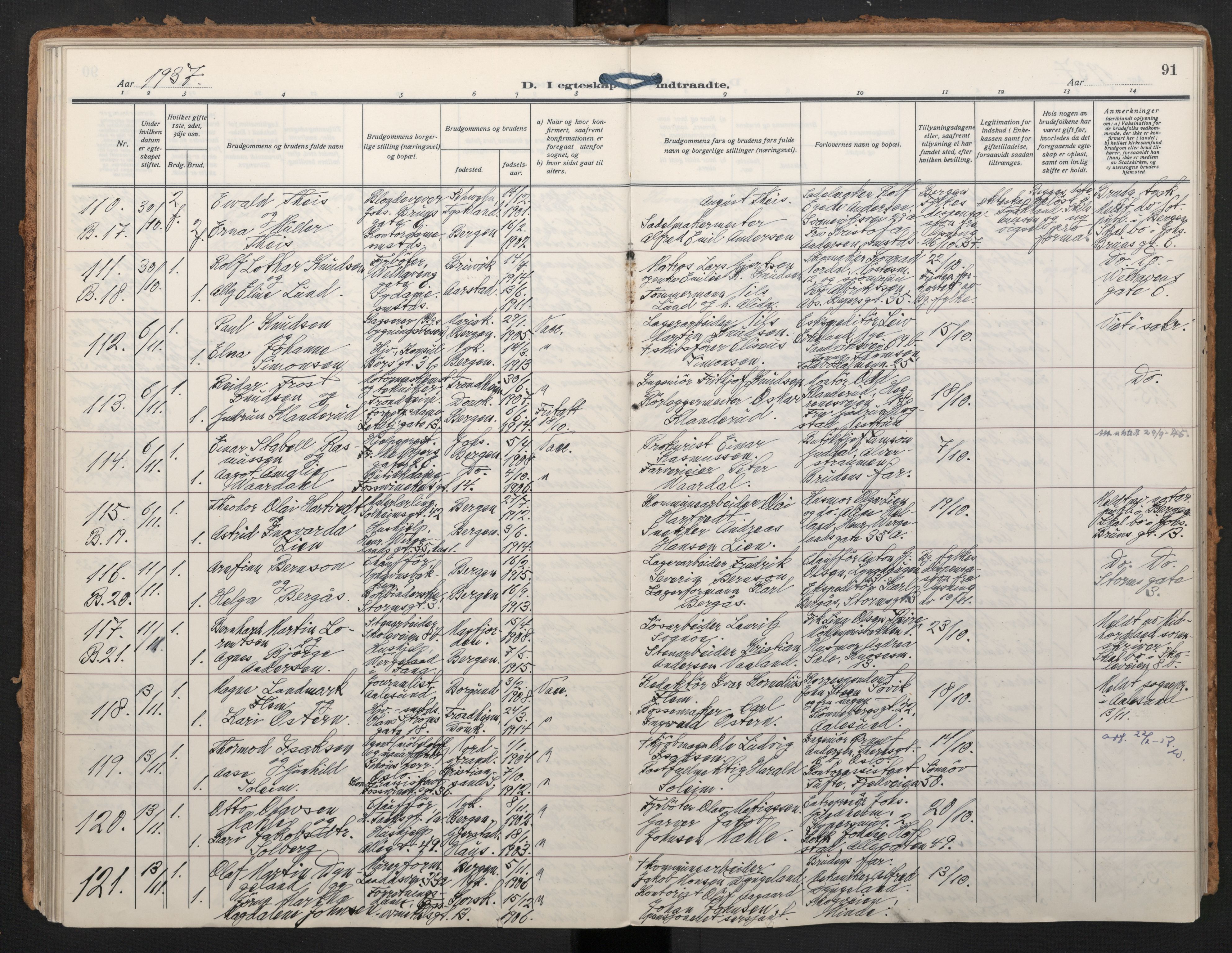 Johanneskirken sokneprestembete, AV/SAB-A-76001/H/Haa/L0014: Parish register (official) no. D 3, 1929-1949, p. 90b-91a