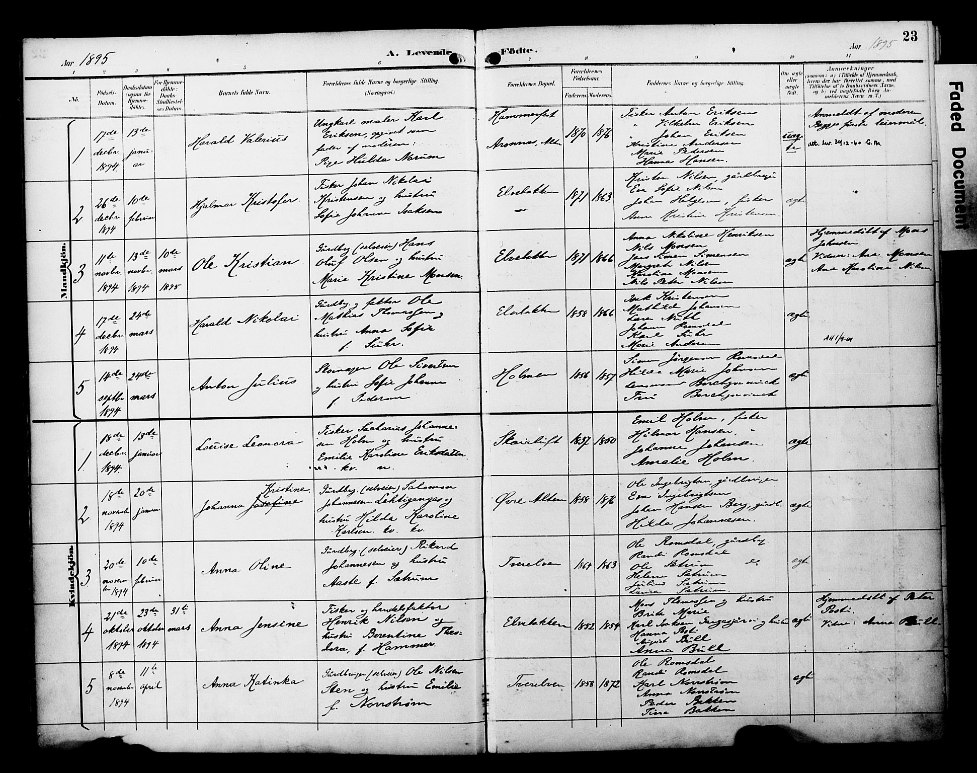 Alta sokneprestkontor, AV/SATØ-S-1338/H/Ha/L0003.kirke: Parish register (official) no. 3, 1892-1904, p. 23