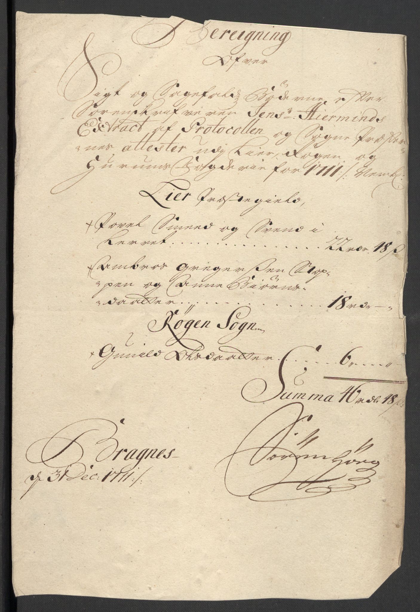 Rentekammeret inntil 1814, Reviderte regnskaper, Fogderegnskap, RA/EA-4092/R31/L1705: Fogderegnskap Hurum, Røyken, Eiker, Lier og Buskerud, 1711, p. 24