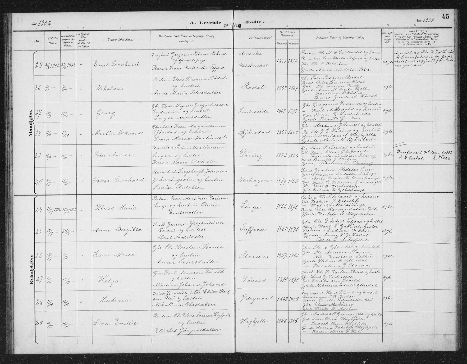 Ministerialprotokoller, klokkerbøker og fødselsregistre - Møre og Romsdal, AV/SAT-A-1454/519/L0264: Parish register (copy) no. 519C05, 1892-1910, p. 45