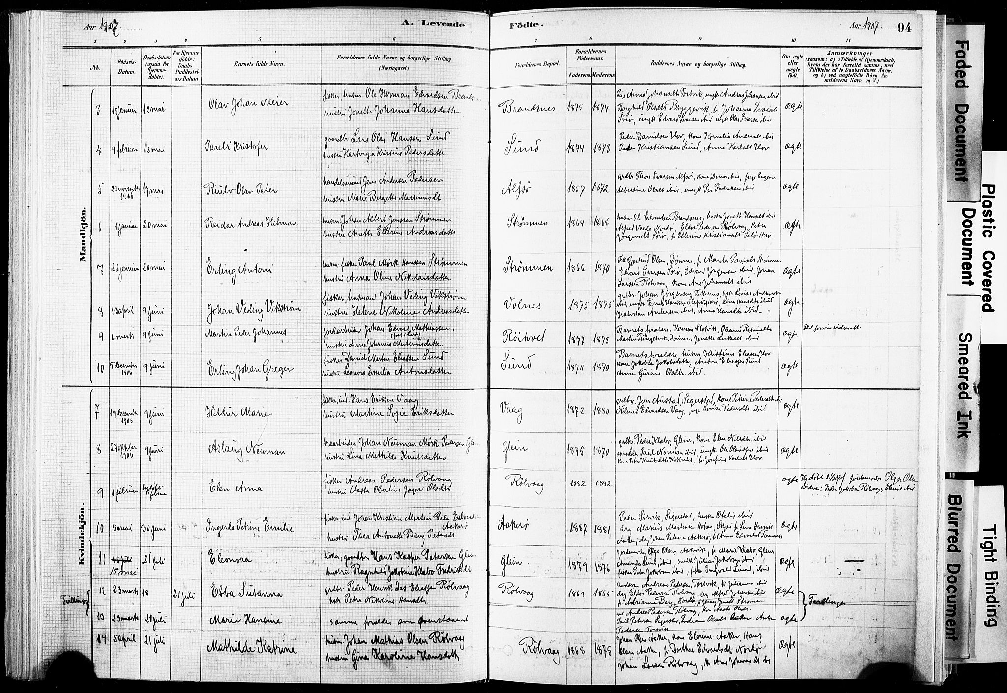 Ministerialprotokoller, klokkerbøker og fødselsregistre - Nordland, SAT/A-1459/835/L0525: Parish register (official) no. 835A03I, 1881-1910, p. 94