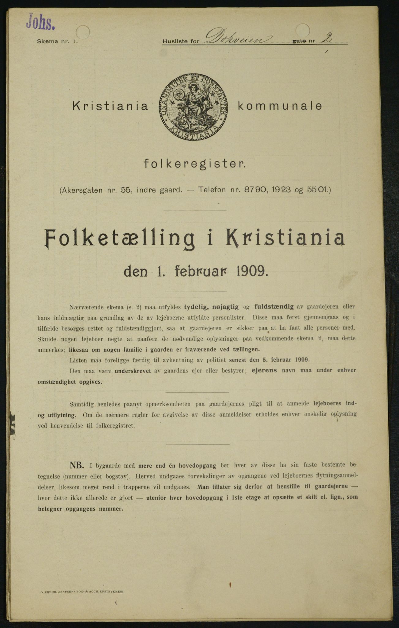 OBA, Municipal Census 1909 for Kristiania, 1909, p. 14462