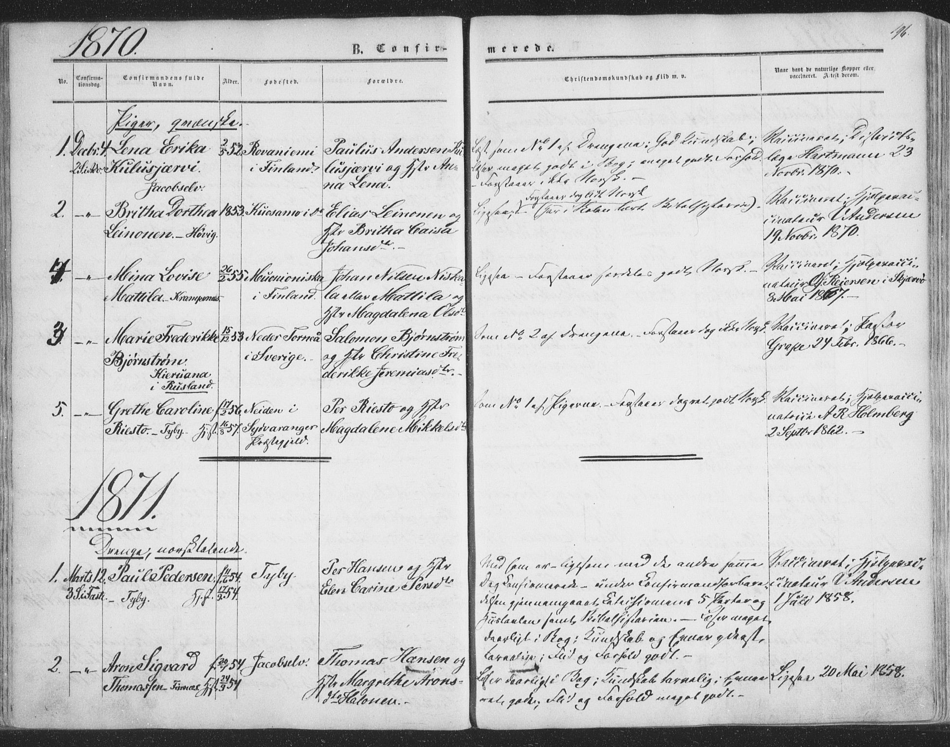 Vadsø sokneprestkontor, SATØ/S-1325/H/Ha/L0004kirke: Parish register (official) no. 4, 1854-1880, p. 196