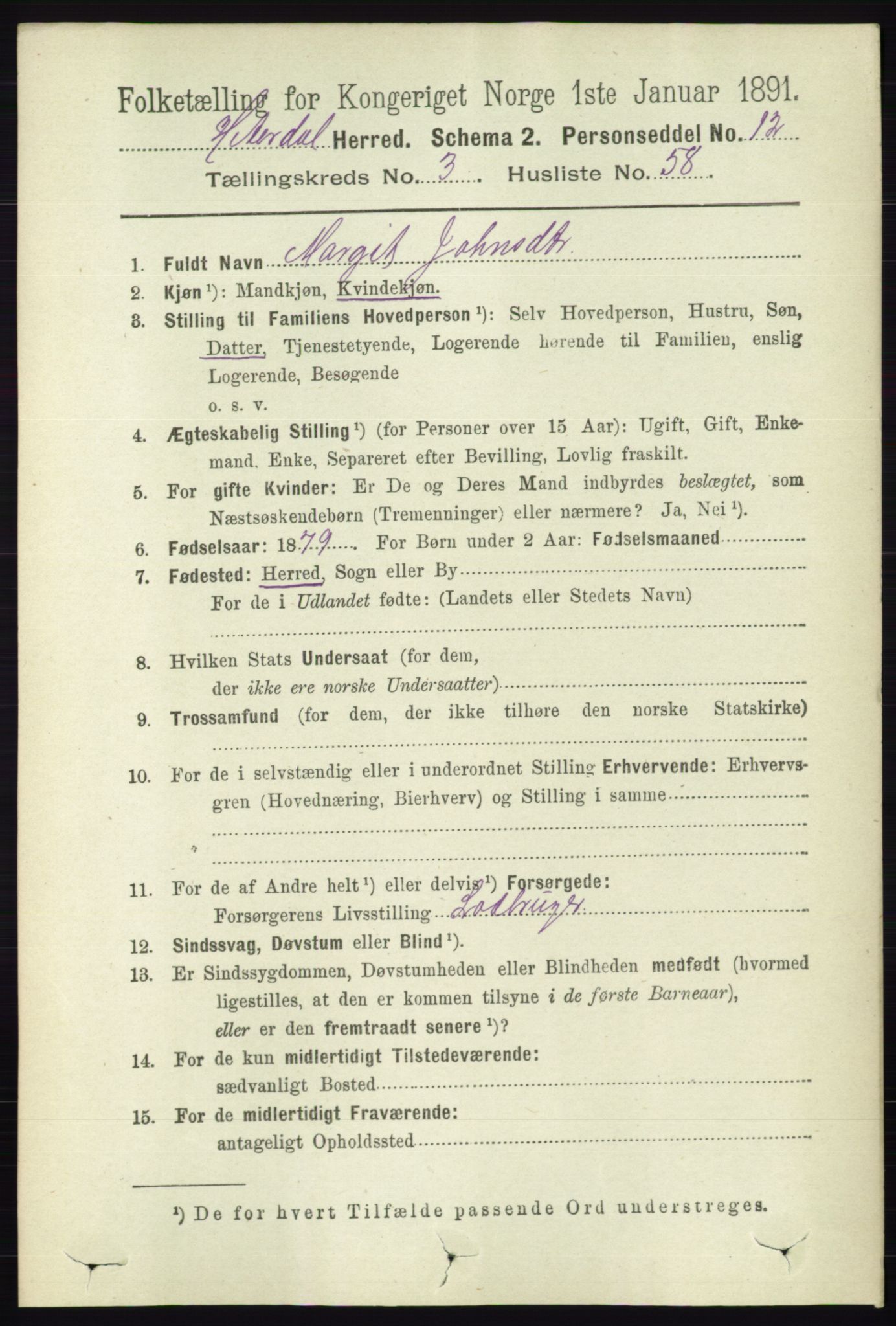 RA, 1891 census for 0823 Heddal, 1891, p. 1340