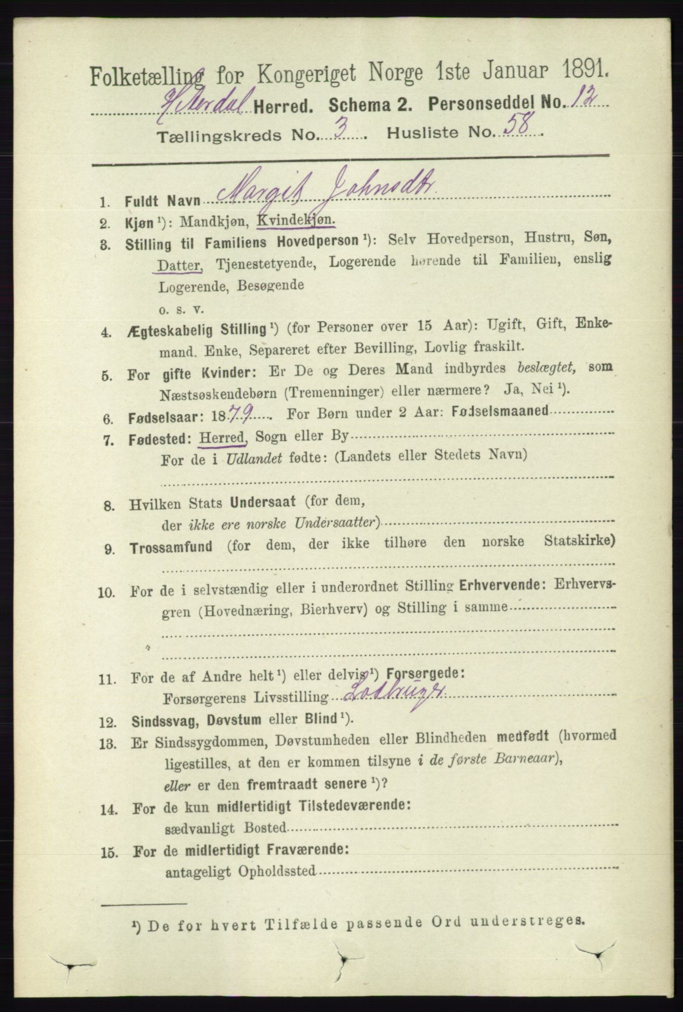 RA, 1891 census for 0823 Heddal, 1891, p. 1340