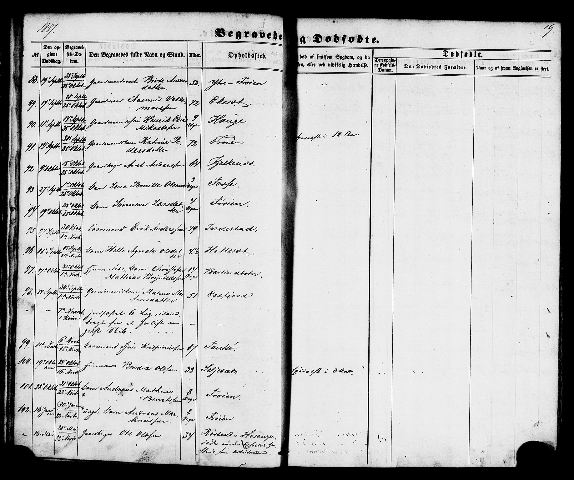 Kinn sokneprestembete, AV/SAB-A-80801/H/Haa/Haaa/L0012: Parish register (official) no. A 12, 1855-1869, p. 19