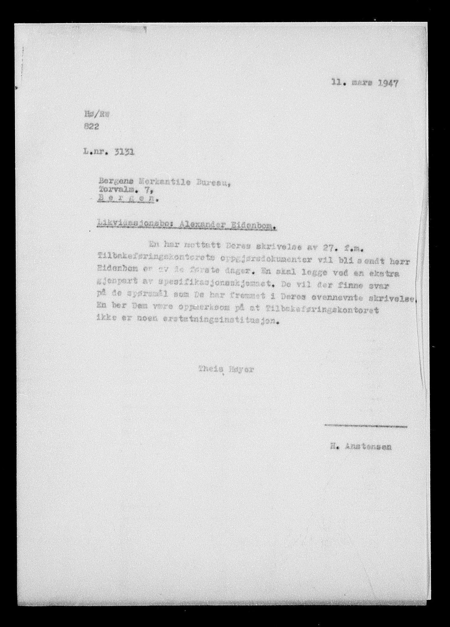 Justisdepartementet, Tilbakeføringskontoret for inndratte formuer, AV/RA-S-1564/H/Hc/Hcd/L0994: --, 1945-1947, p. 22