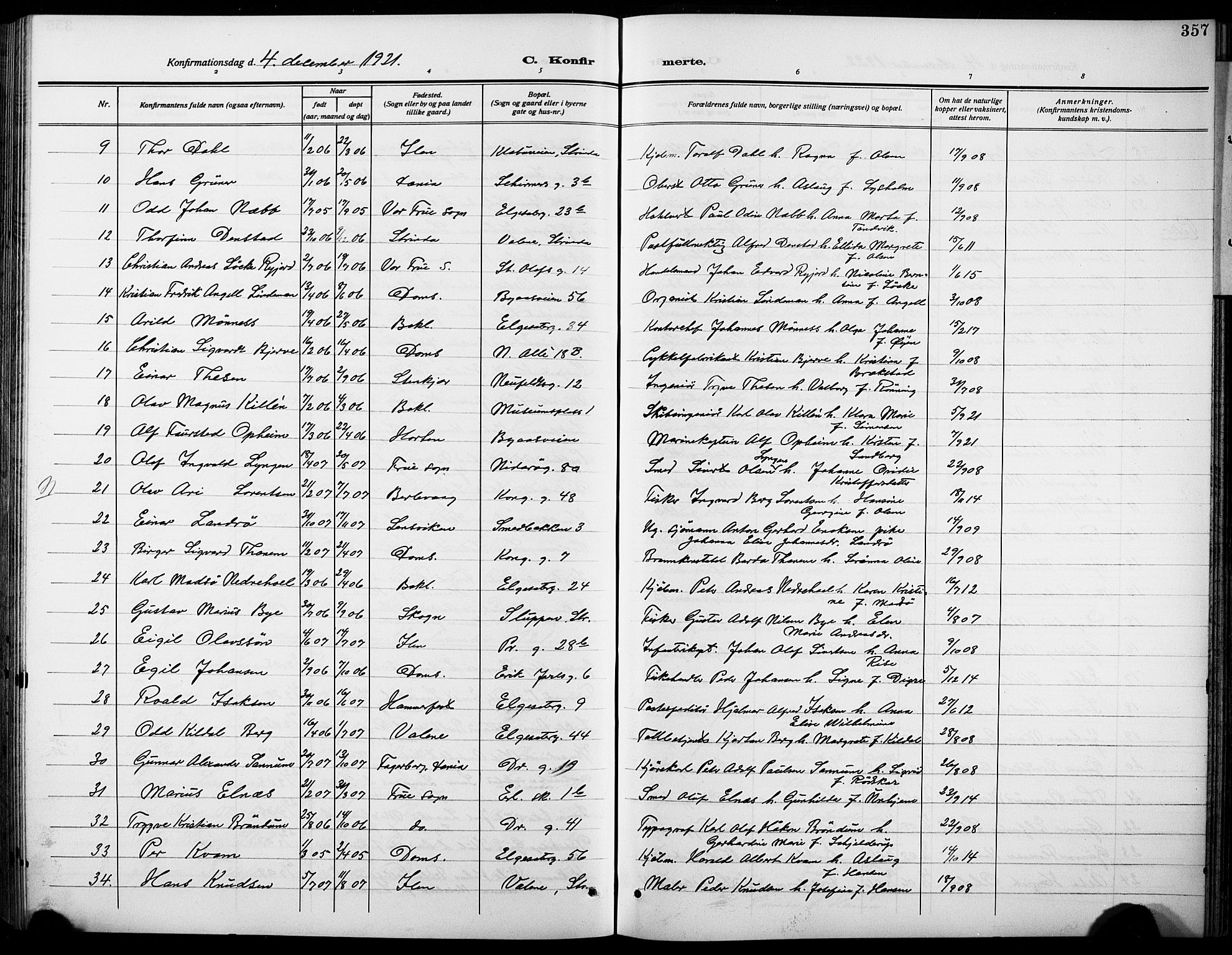 Ministerialprotokoller, klokkerbøker og fødselsregistre - Sør-Trøndelag, SAT/A-1456/601/L0096: Parish register (copy) no. 601C14, 1911-1931, p. 357