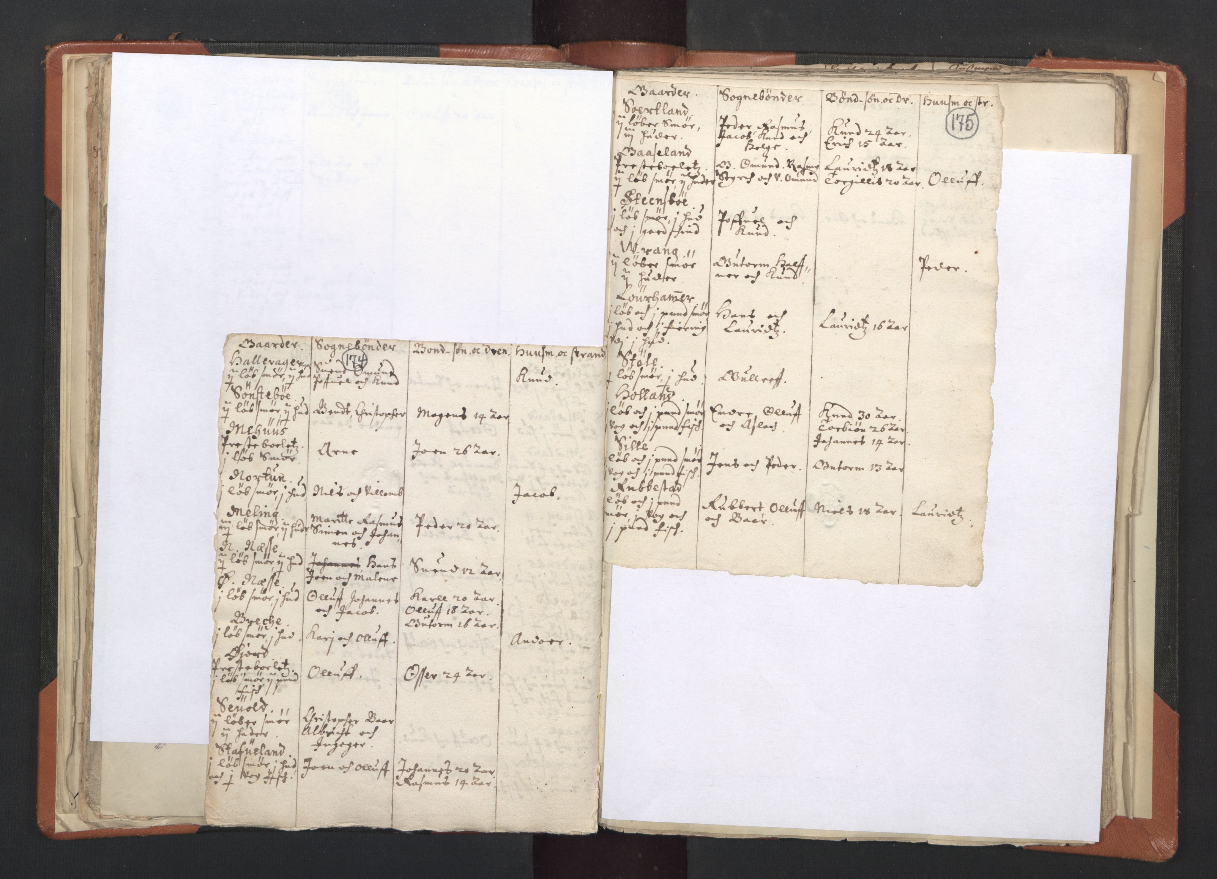 RA, Vicar's Census 1664-1666, no. 20: Sunnhordland deanery, 1664-1666, p. 174-175