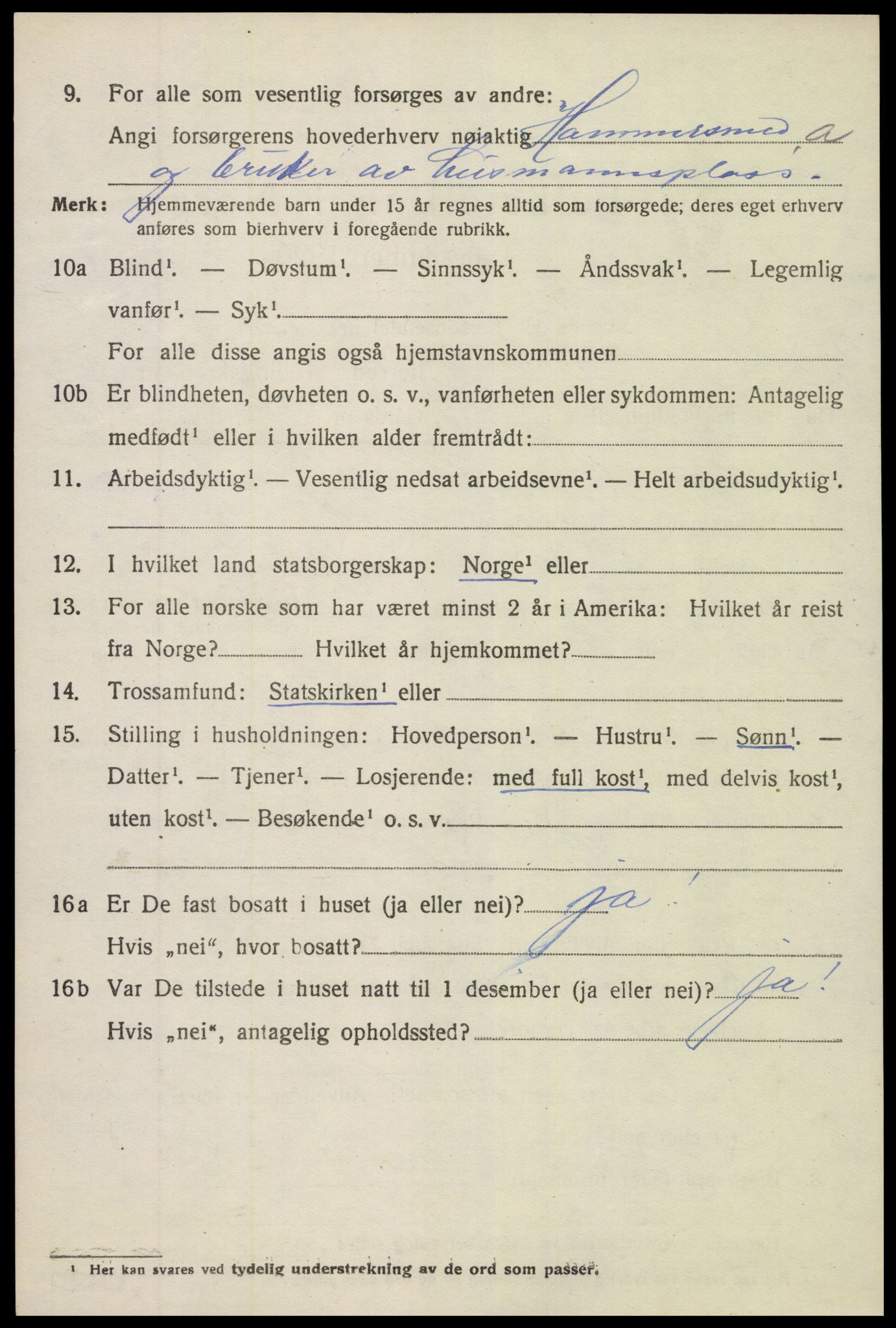 SAK, 1920 census for Holt, 1920, p. 4923