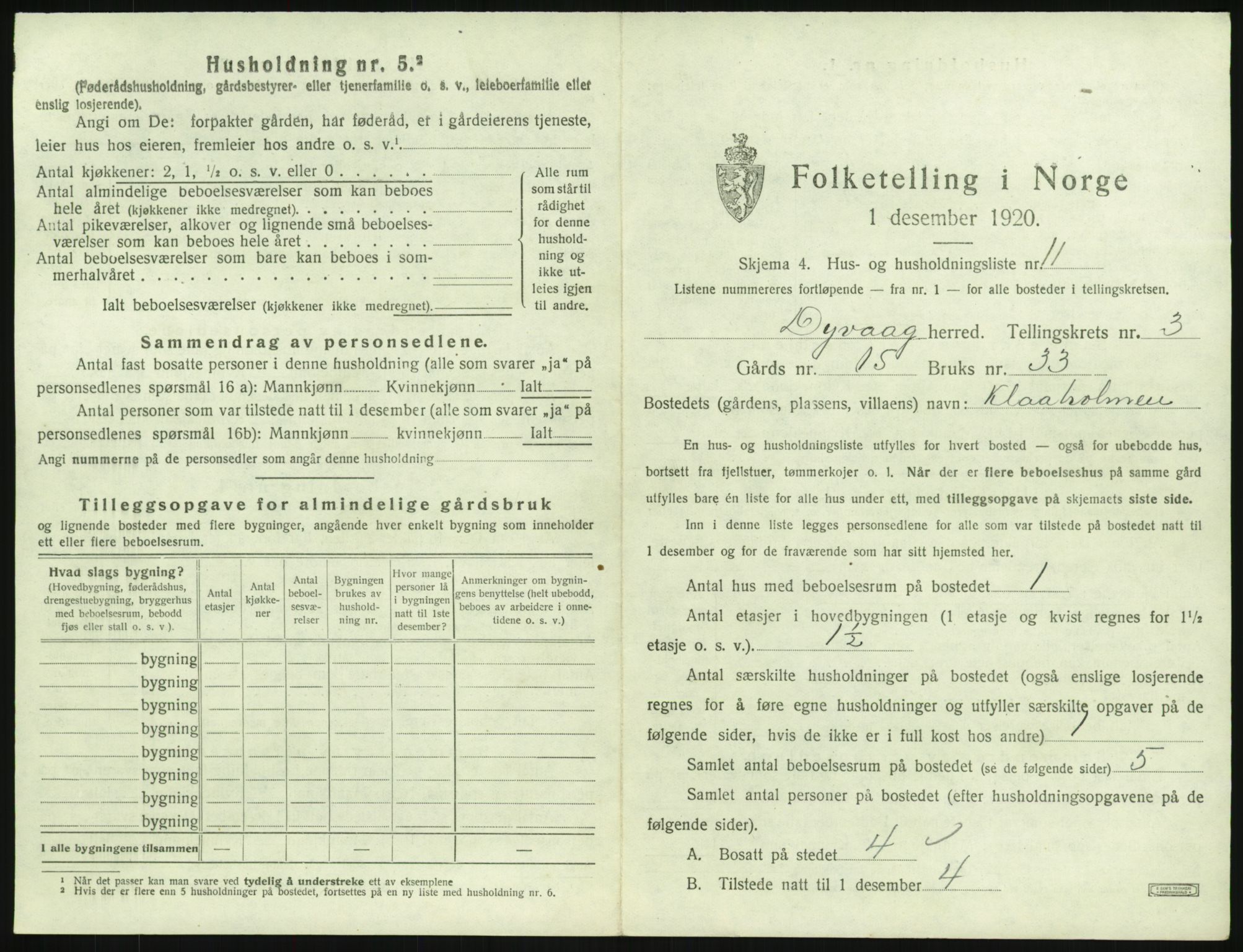 SAK, 1920 census for Dypvåg, 1920, p. 323