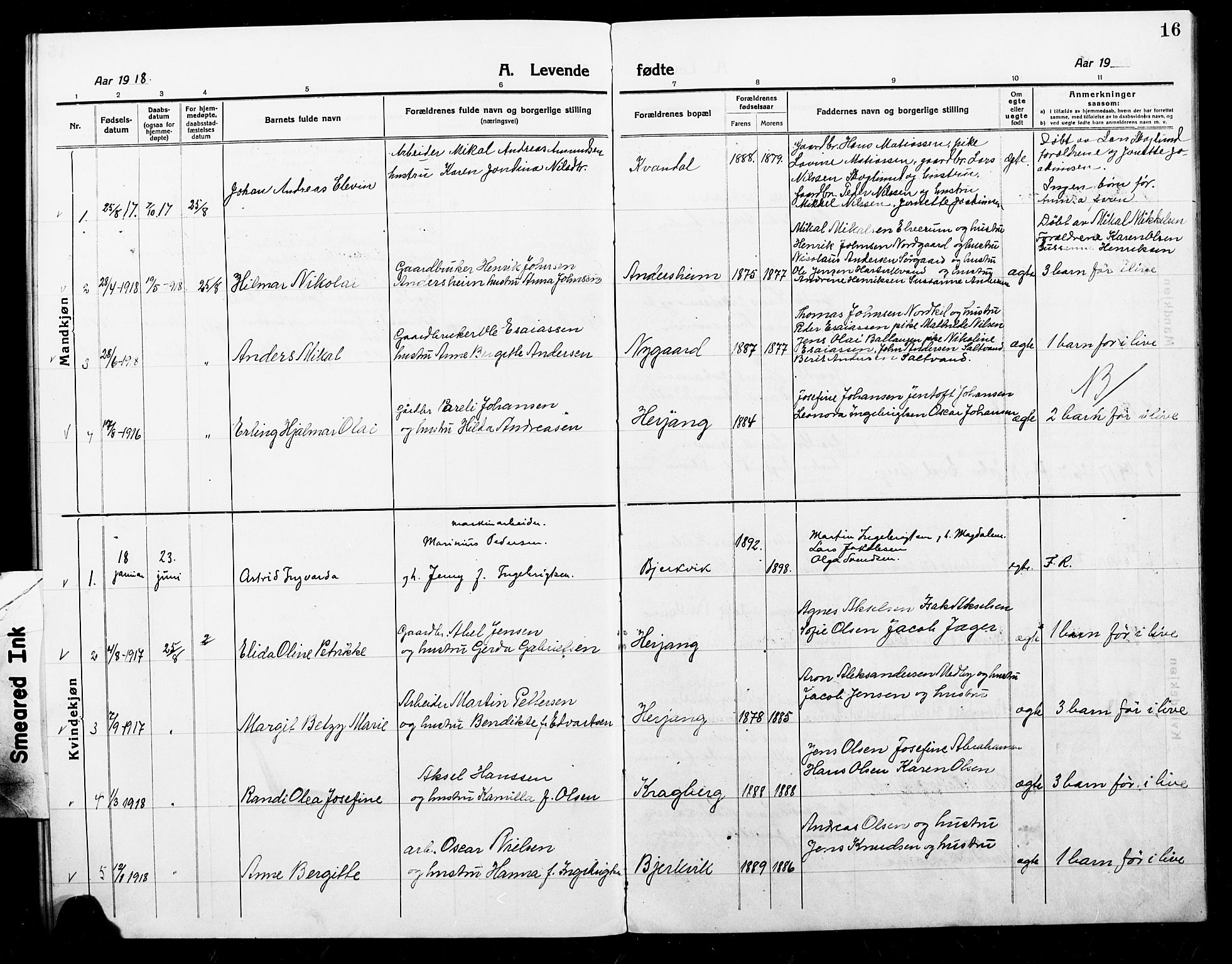 Ministerialprotokoller, klokkerbøker og fødselsregistre - Nordland, SAT/A-1459/868/L0969: Parish register (copy) no. 868C01, 1914-1925, p. 16