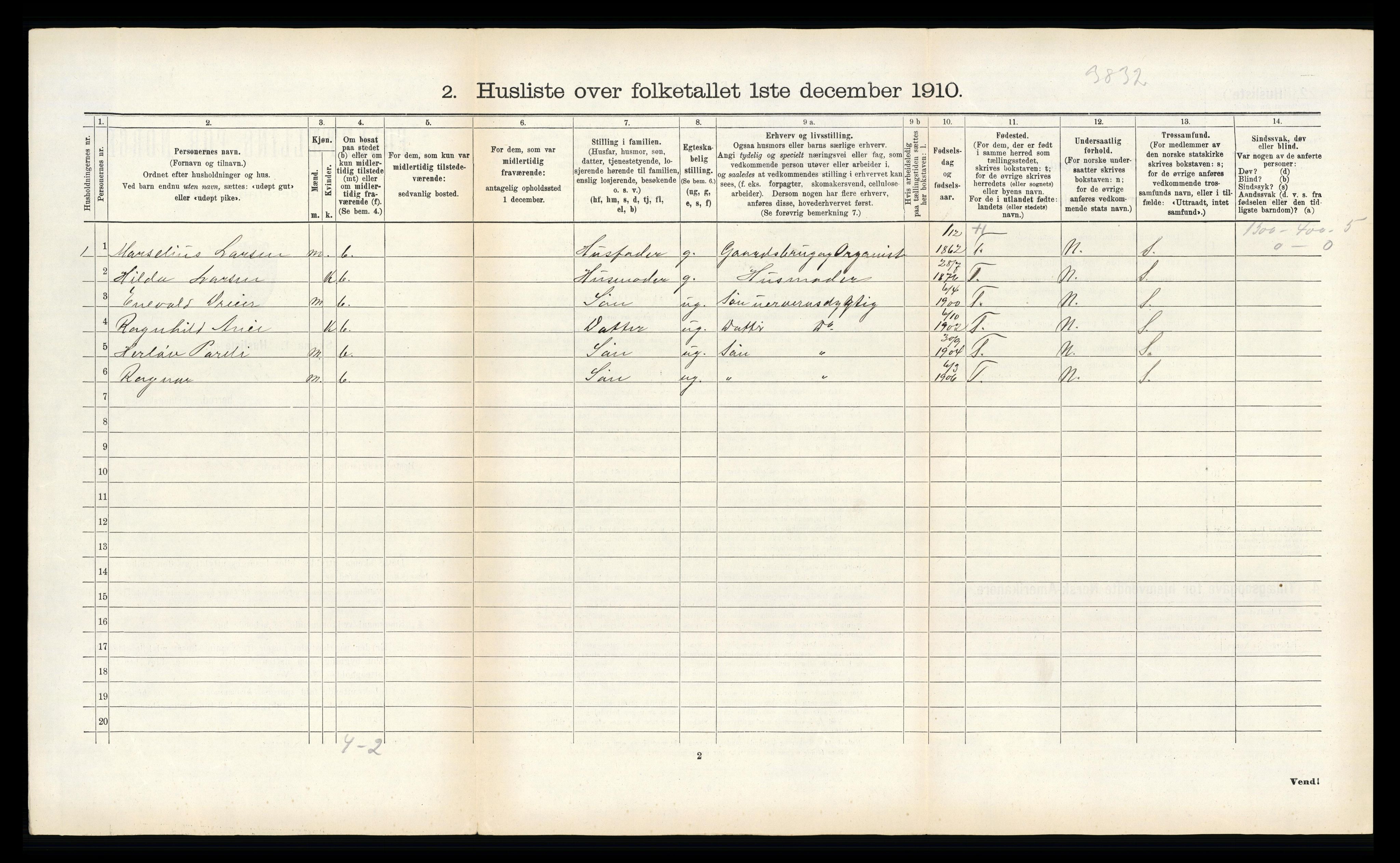 RA, 1910 census for Gildeskål, 1910, p. 1092