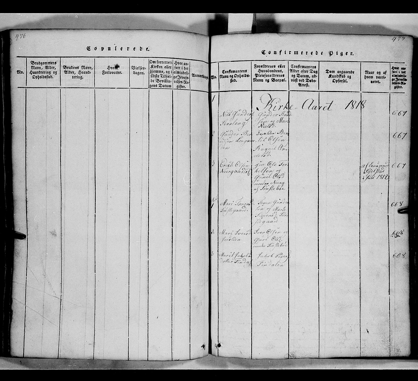 Gausdal prestekontor, SAH/PREST-090/H/Ha/Hab/L0002: Parish register (copy) no. 2, 1818-1874, p. 476-477