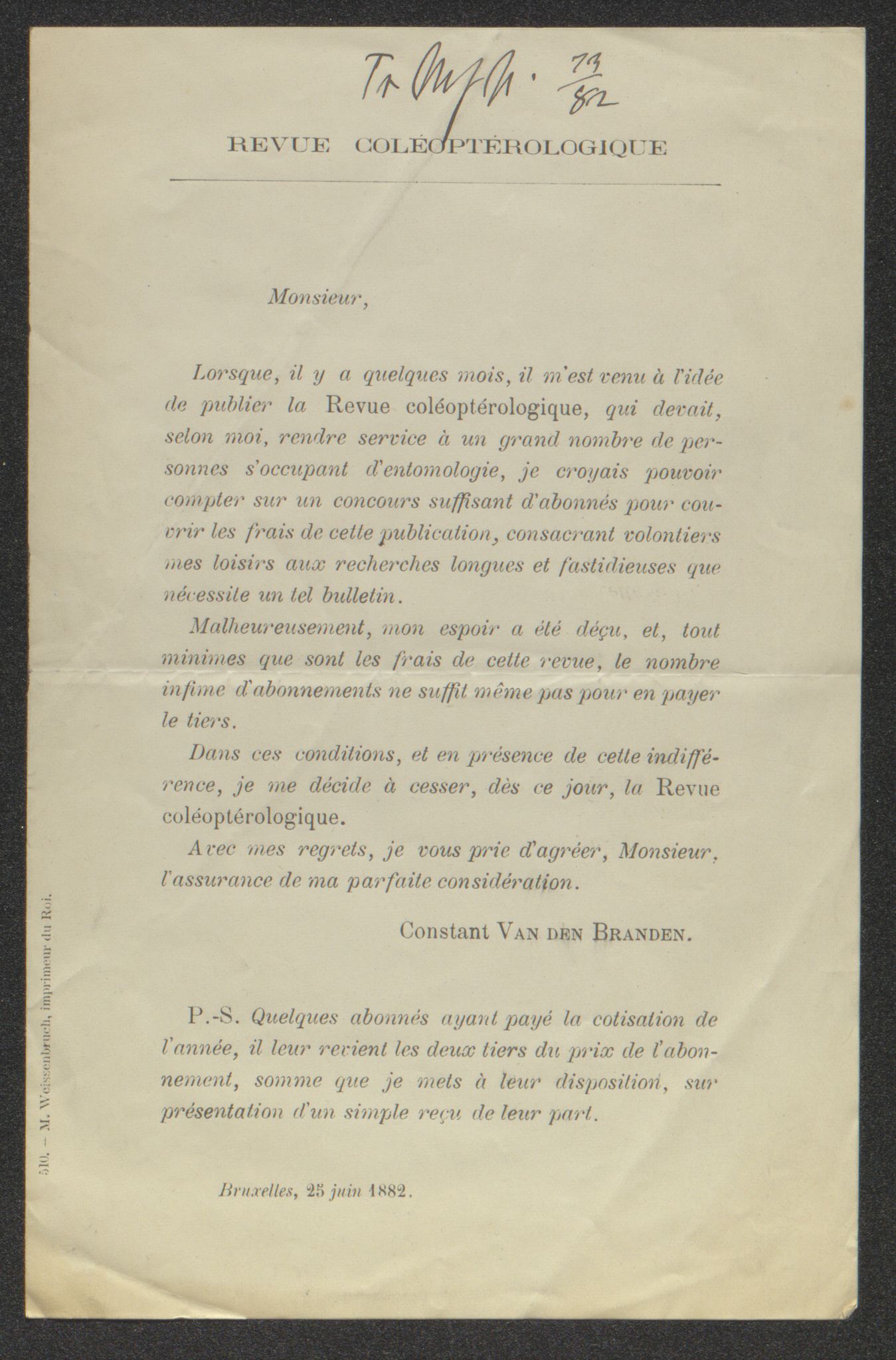 Tromsø Museum, AV/SATØ-S-0162/D/Db/L0033: Journalsaker og innkomne brev, 1879-1882, p. 422