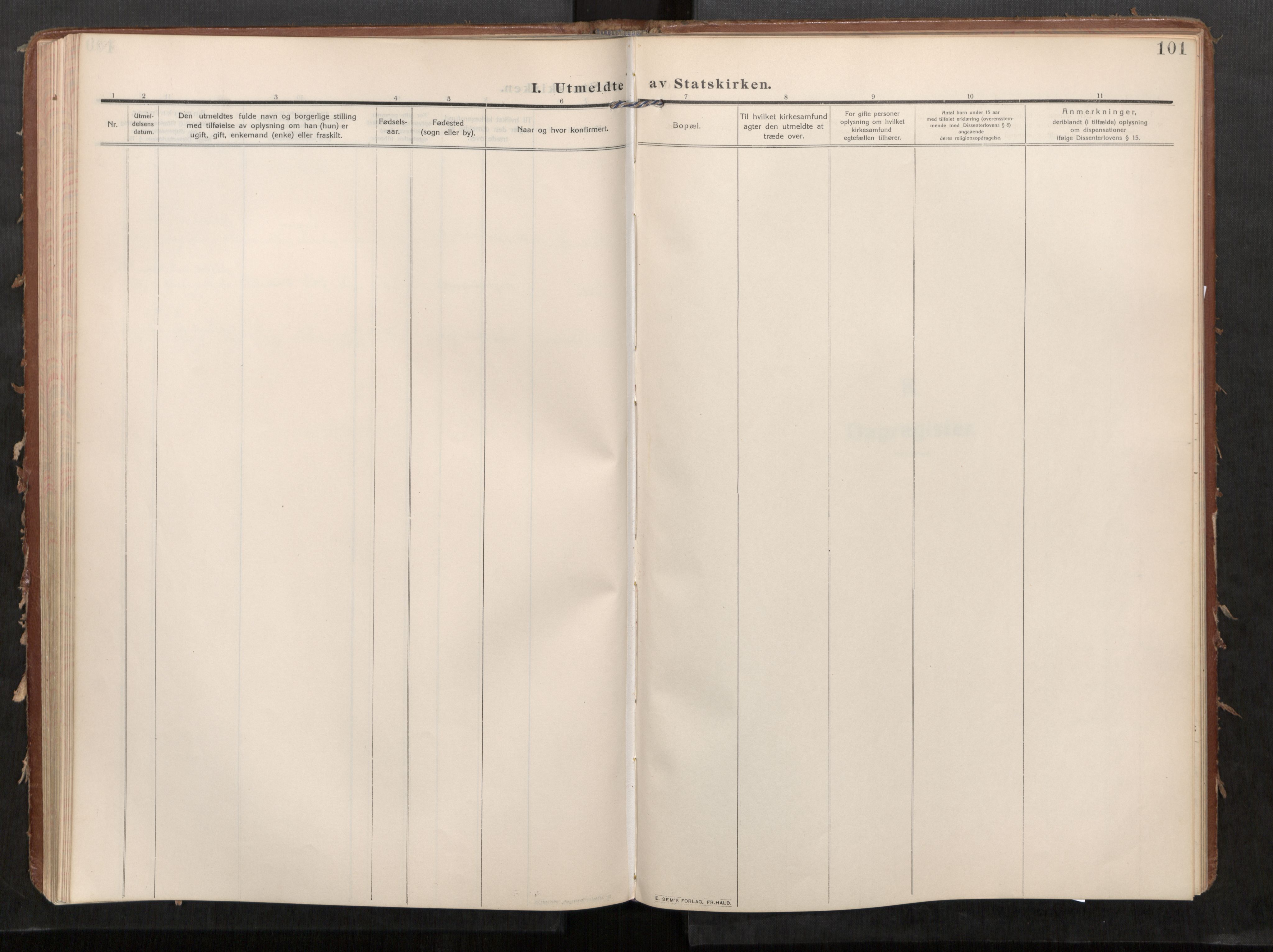 Stod sokneprestkontor, AV/SAT-A-1164/1/I/I1/I1a/L0002: Parish register (official) no. 2, 1909-1922, p. 101