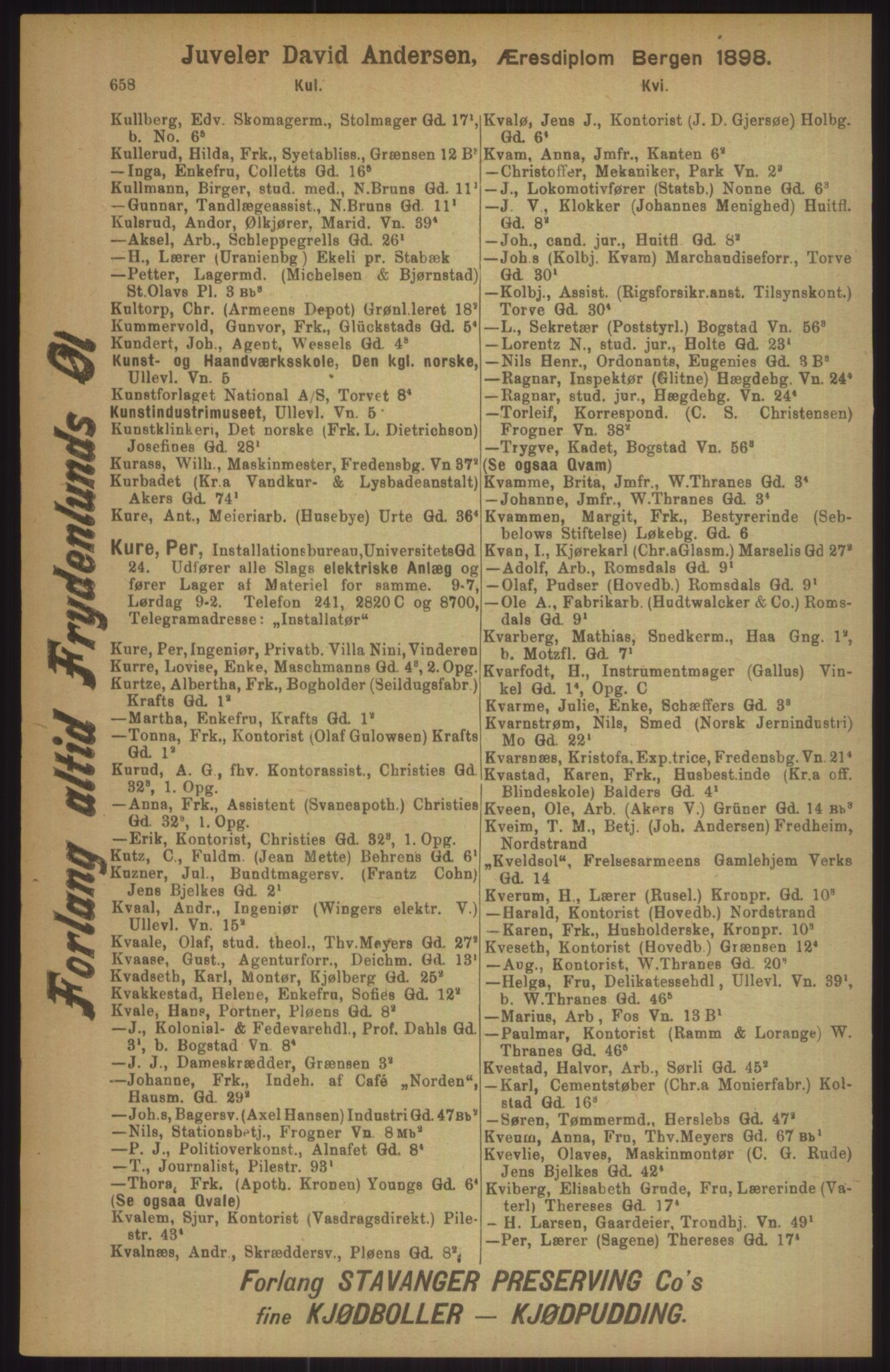 Kristiania/Oslo adressebok, PUBL/-, 1911, p. 658