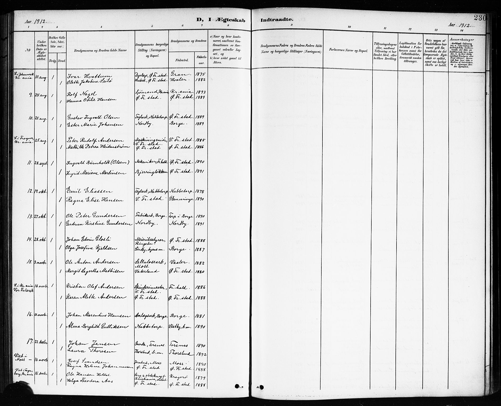 Østre Fredrikstad prestekontor Kirkebøker, SAO/A-10907/G/Ga/L0002: Parish register (copy) no. 2, 1900-1919, p. 230