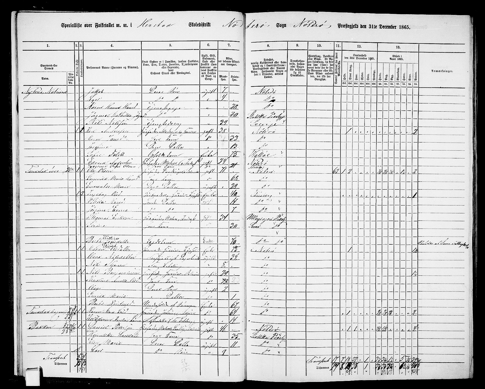 RA, 1865 census for Nøtterøy, 1865, p. 16