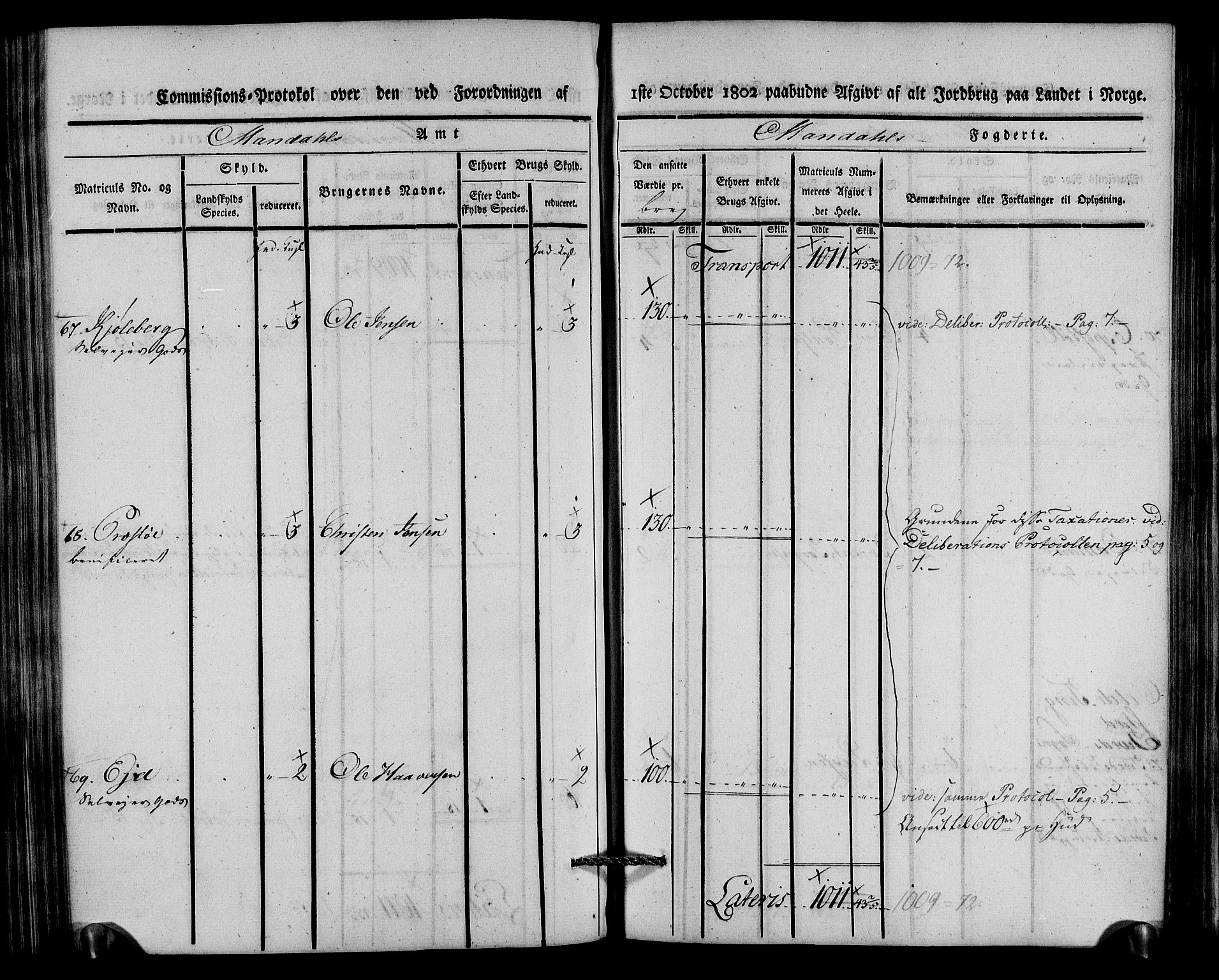 Rentekammeret inntil 1814, Realistisk ordnet avdeling, AV/RA-EA-4070/N/Ne/Nea/L0088: Mandal fogderi. Kommisjonsprotokoll "Nr. 2", for Søgne, Greipstad, Hægeland, Øvrebø, Oddernes, Tveit og Vennesla sogn, 1803, p. 224