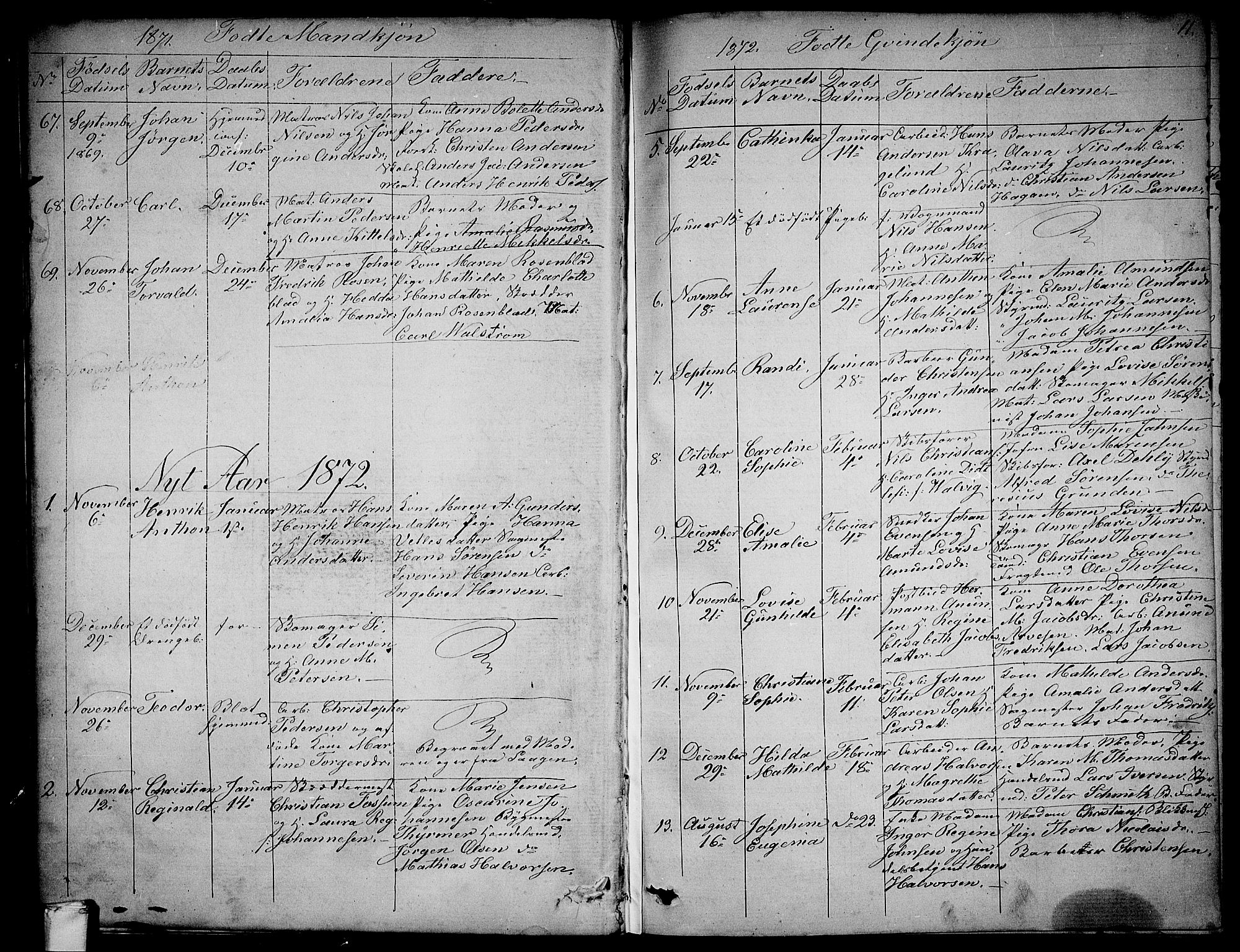 Larvik kirkebøker, AV/SAKO-A-352/G/Ga/L0004: Parish register (copy) no. I 4, 1871-1888, p. 11