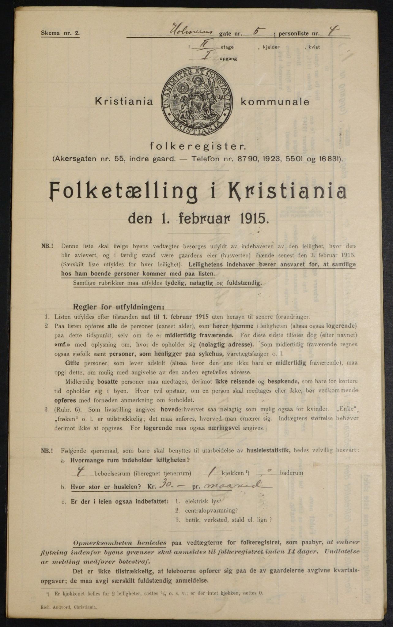 OBA, Municipal Census 1915 for Kristiania, 1915, p. 40432