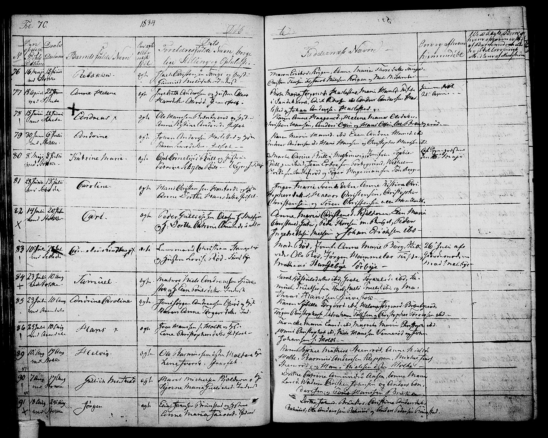 Stokke kirkebøker, AV/SAKO-A-320/F/Fa/L0006: Parish register (official) no. I 6, 1826-1843, p. 70