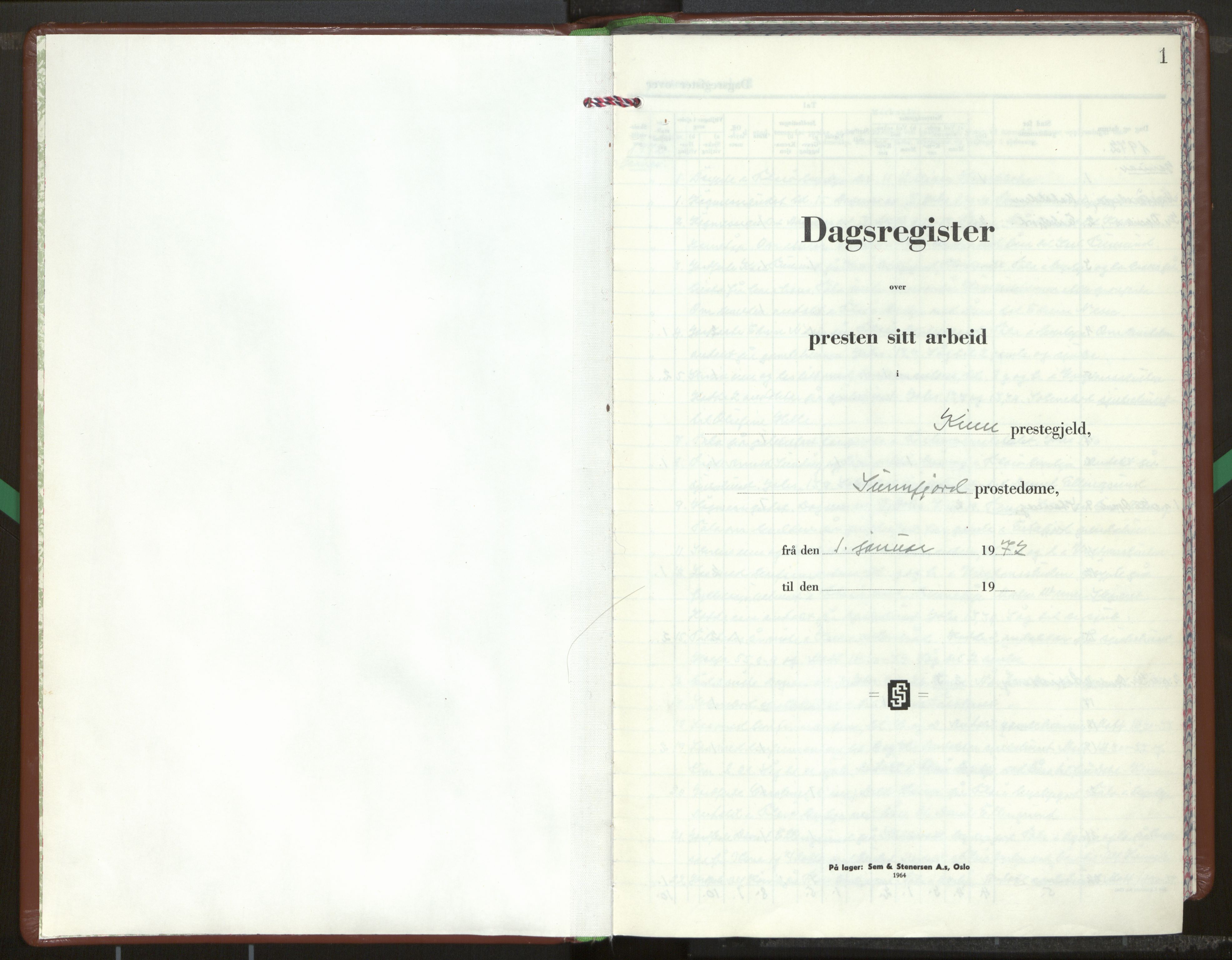 Kinn sokneprestembete, SAB/A-80801/H/Haa/Haag/L0008: Diary records no. G 8, 1972-1983, p. 1