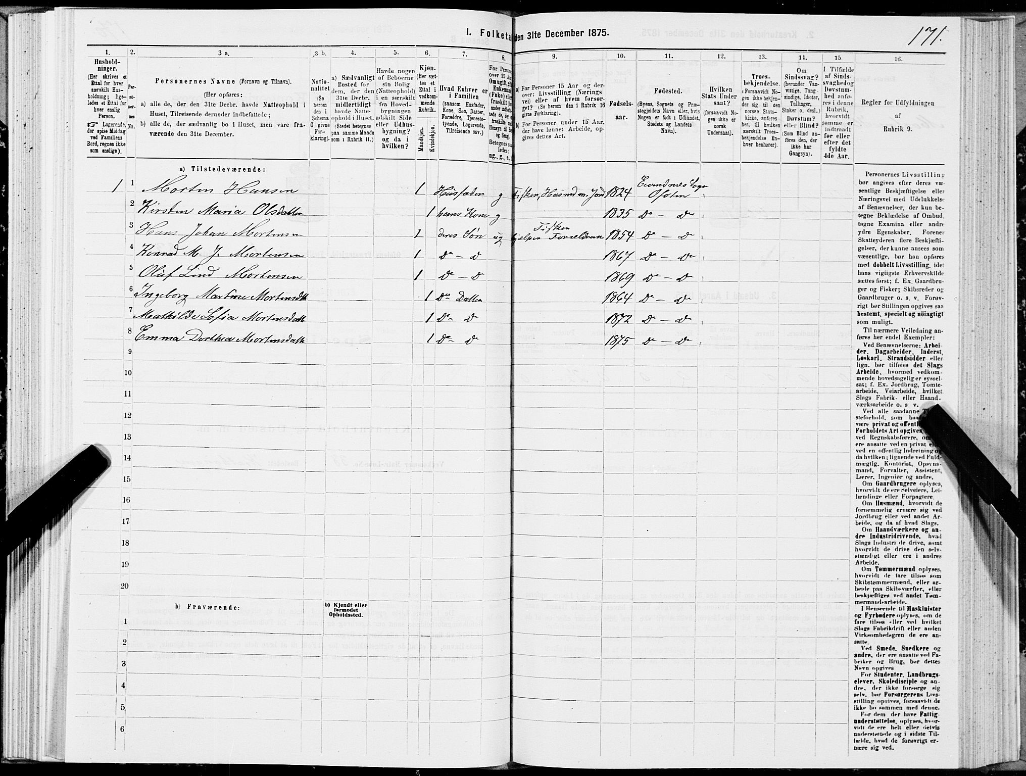 SAT, 1875 census for 1853P Ofoten, 1875, p. 1171