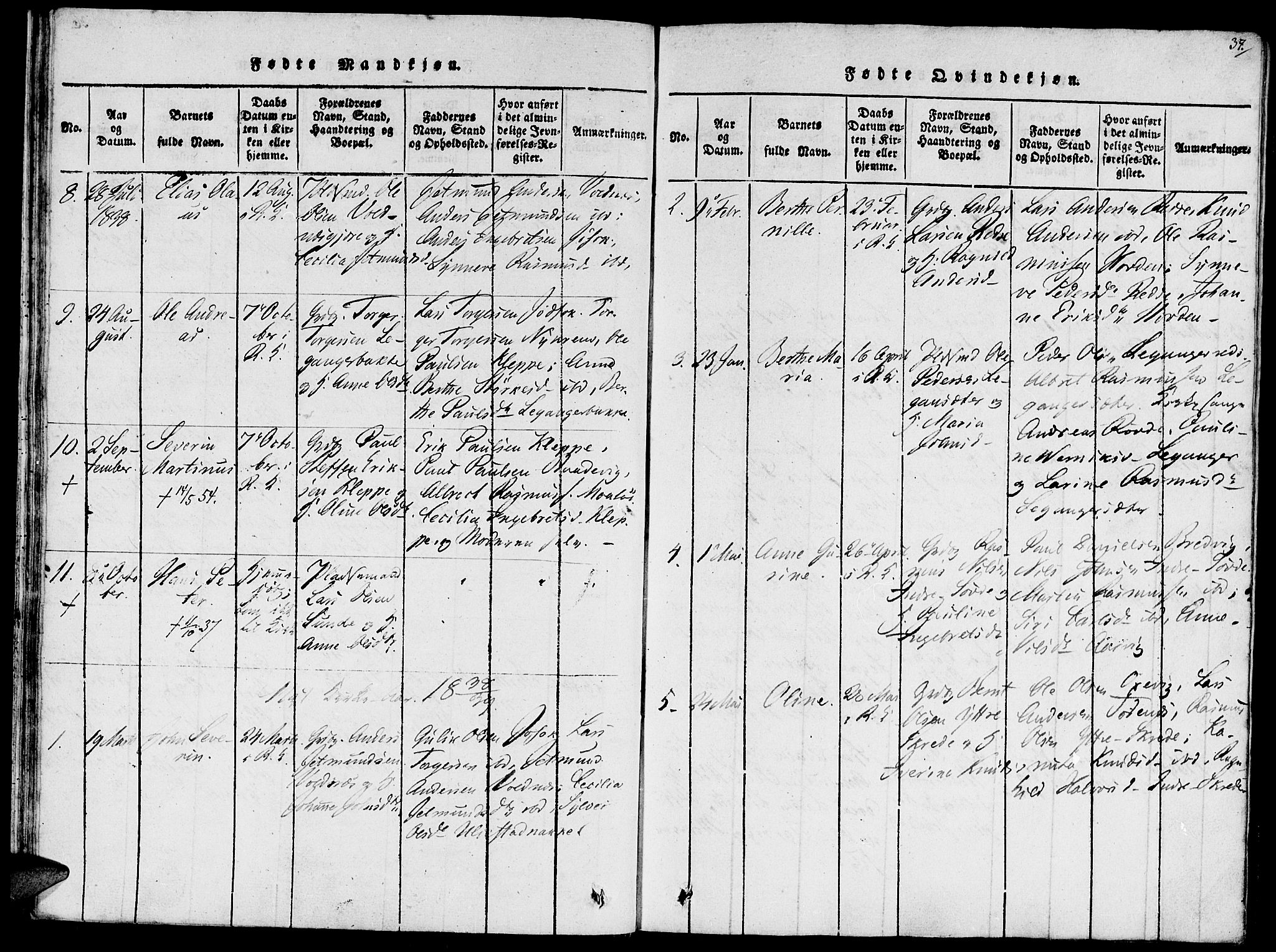 Ministerialprotokoller, klokkerbøker og fødselsregistre - Møre og Romsdal, SAT/A-1454/504/L0054: Parish register (official) no. 504A01, 1816-1861, p. 37