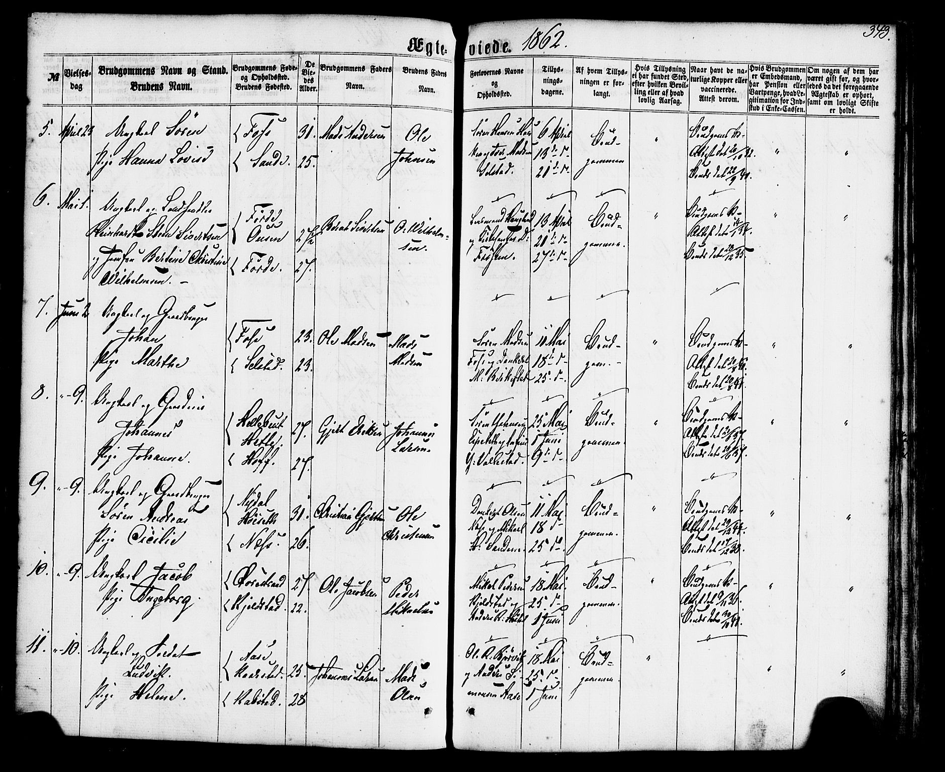 Gaular sokneprestembete, SAB/A-80001/H/Haa: Parish register (official) no. A 5, 1860-1881, p. 343