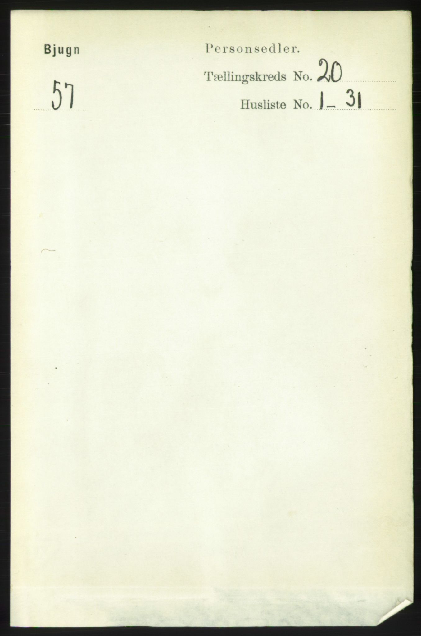 RA, 1891 census for 1627 Bjugn, 1891, p. 5403