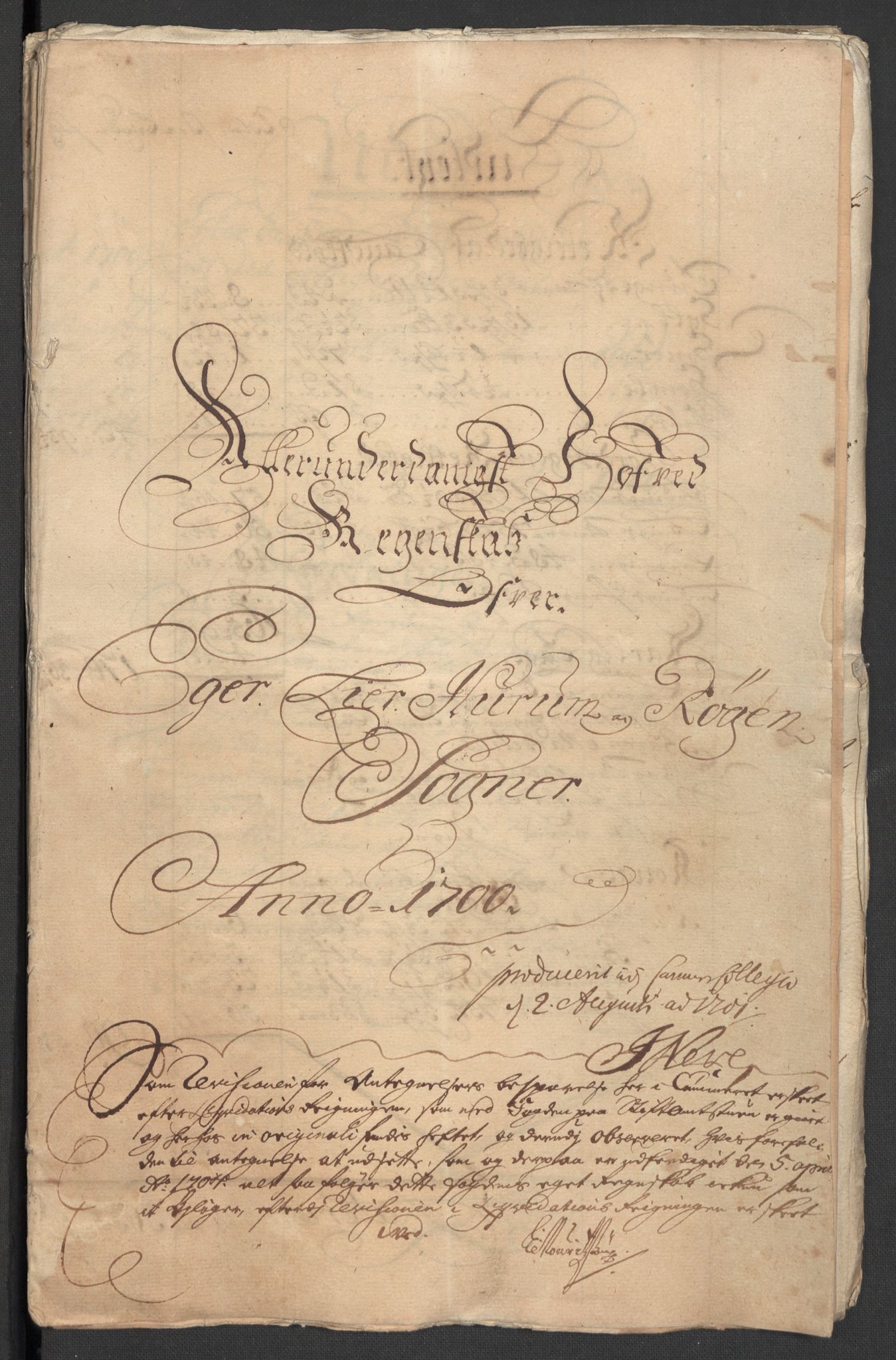Rentekammeret inntil 1814, Reviderte regnskaper, Fogderegnskap, RA/EA-4092/R30/L1697: Fogderegnskap Hurum, Røyken, Eiker og Lier, 1700-1701, p. 3
