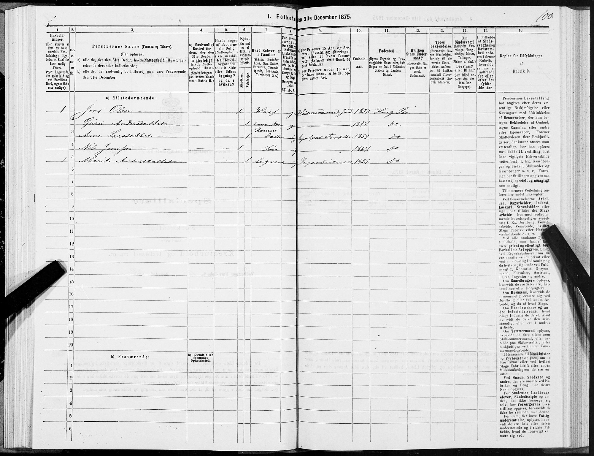 SAT, 1875 census for 1648P Støren, 1875, p. 4100